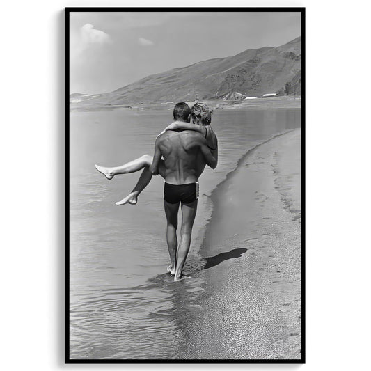 1960s Couple Beach Print: Vintage Black and White Photography (Digital Download)