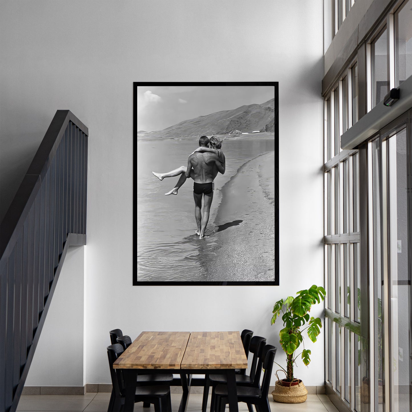 1960s Couple Beach Print: Vintage Black and White Photography (Digital Download)