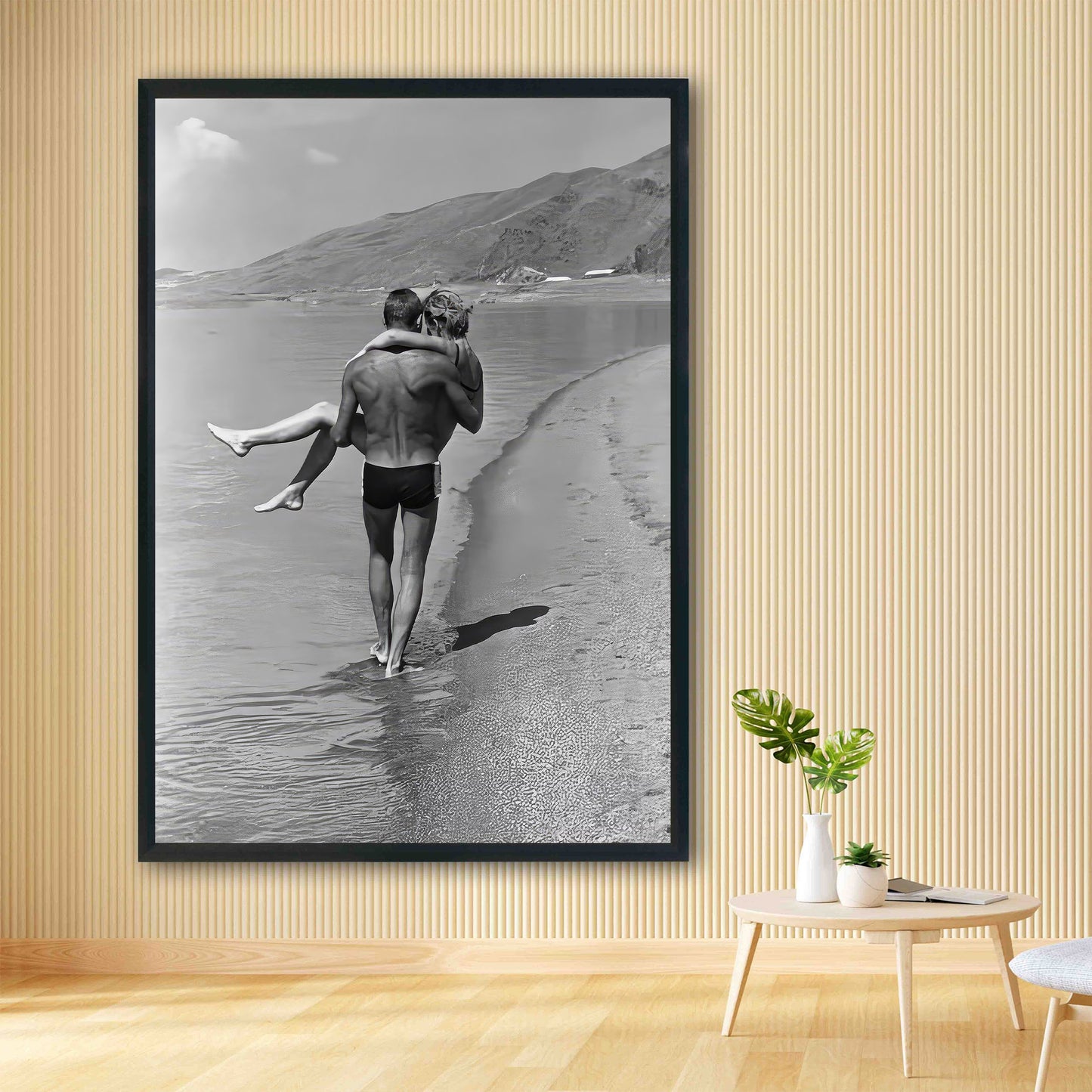 1960s Couple Beach Print: Vintage Black and White Photography (Digital Download)