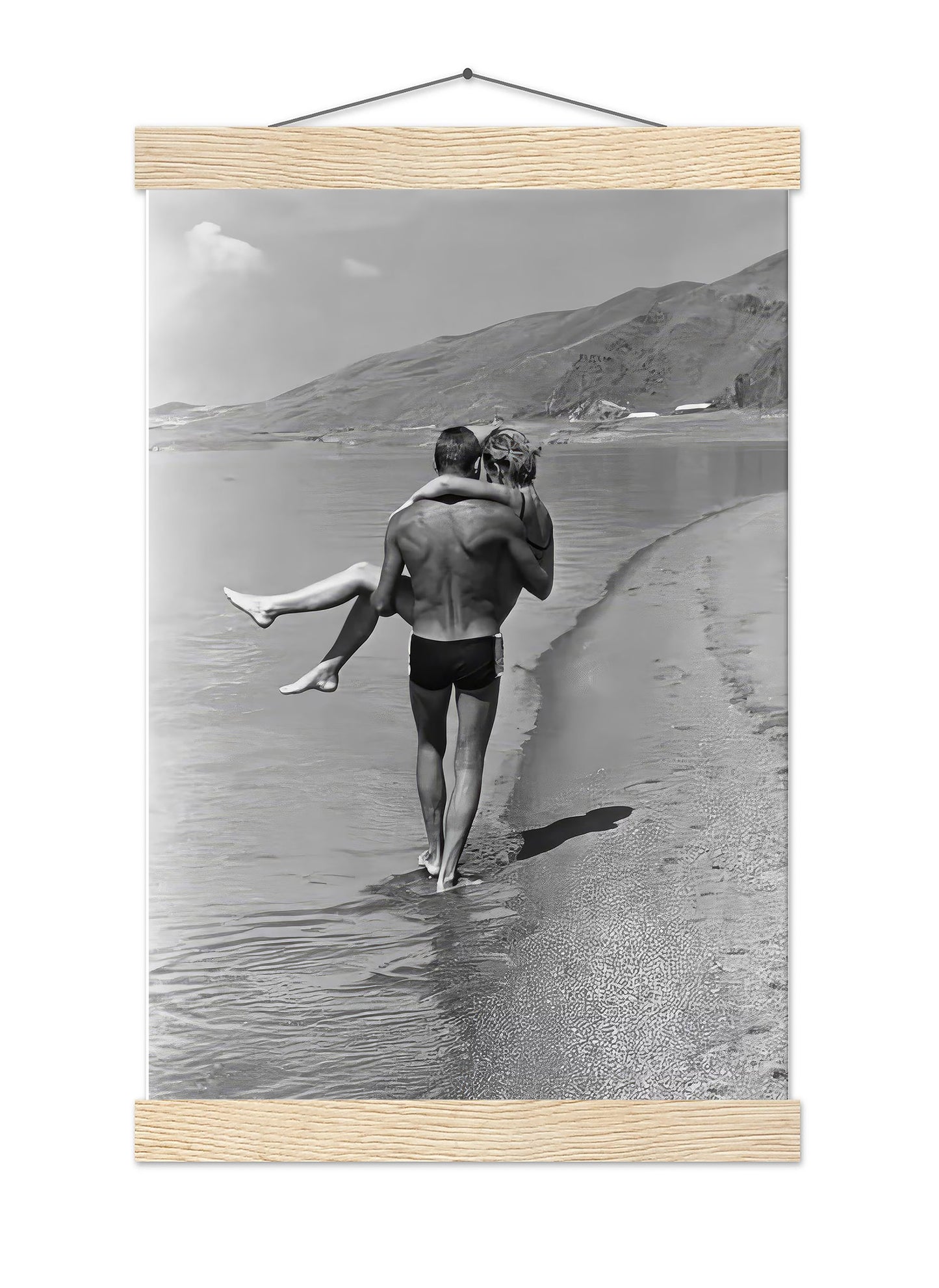 1960s Couple Beach Print: Vintage Black and White Photography (Digital Download)