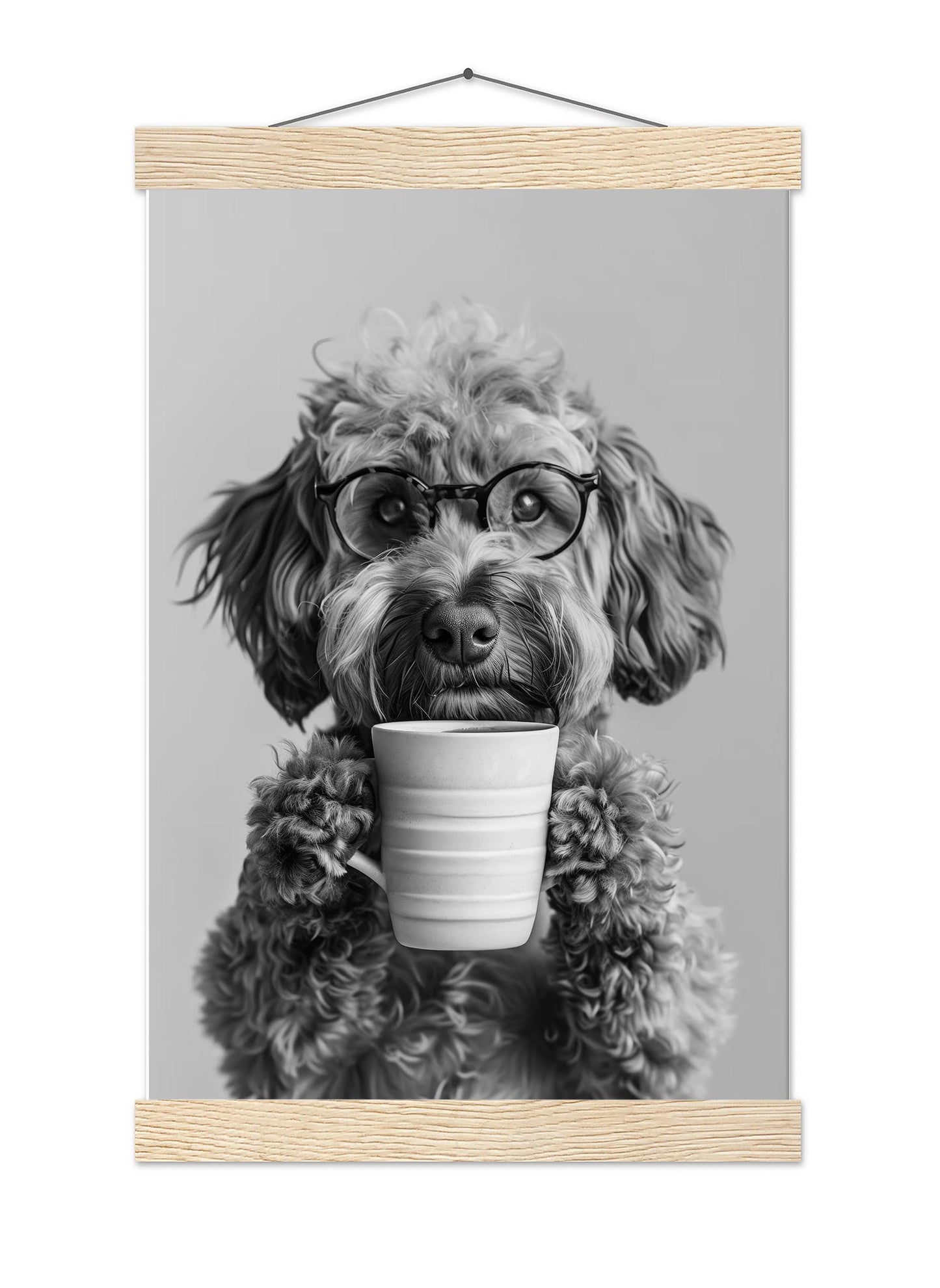 Cockapoo Coffee Print Coffee Bar Decor, Funny Dog Poster, Kitchen Wall Art - Black and White Print