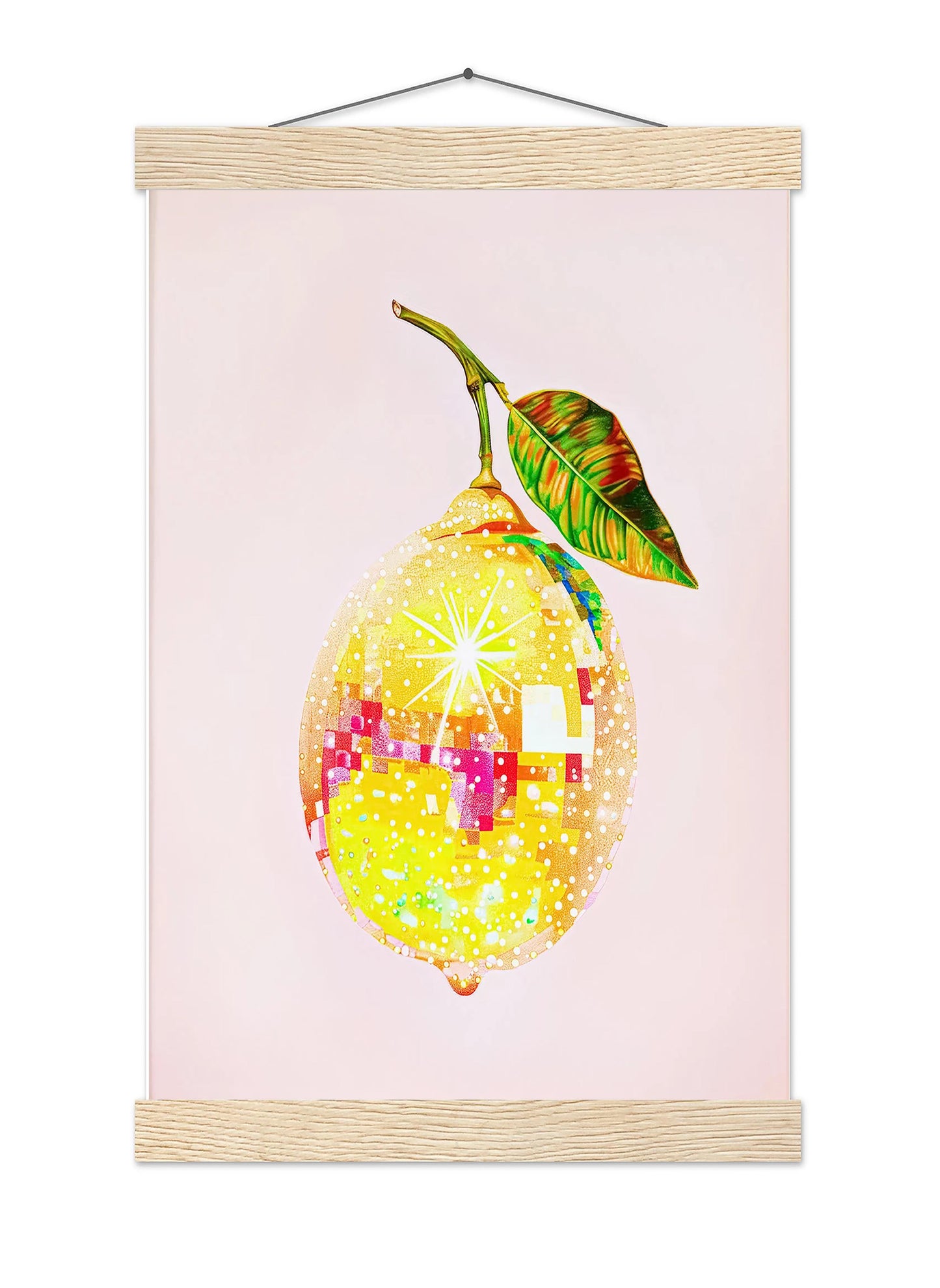 Disco Ball Lemon Art Print, Glam Dorm Room Decor