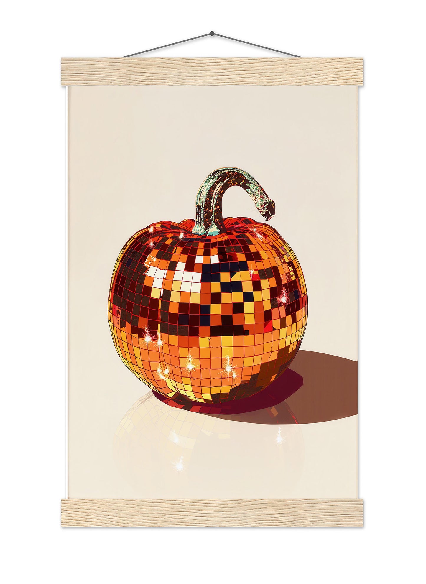 Disco Ball Pumpkin Art Print, Glam Fall Decor