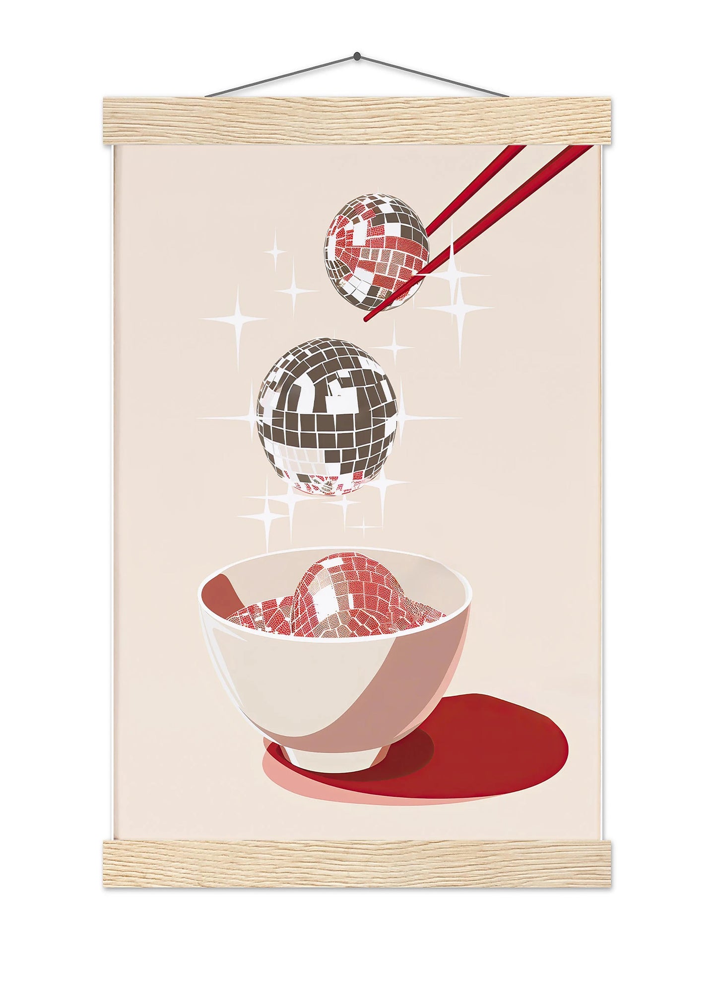 Disco Ball Soup Art Print, Trendy Dorm Decor