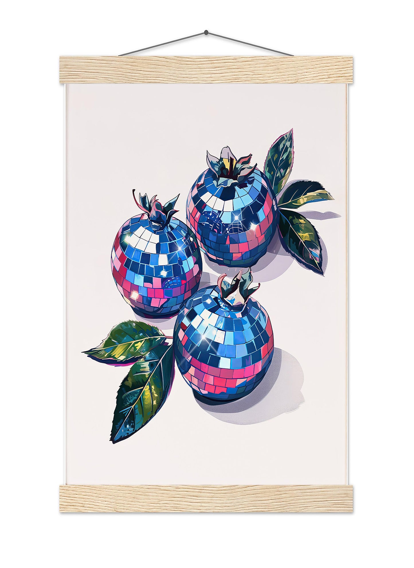 Disco Blueberries Art Print, Glam Kitchen Wall Decor