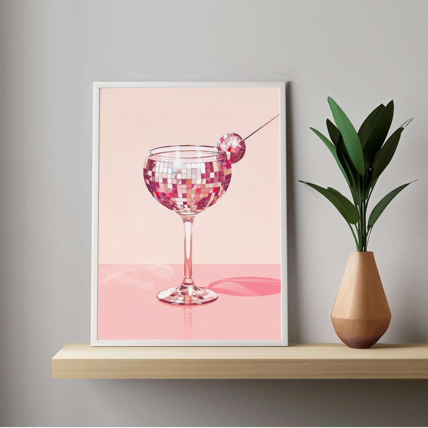 Disco Martini Art Print, Retro Bar Cart Decor