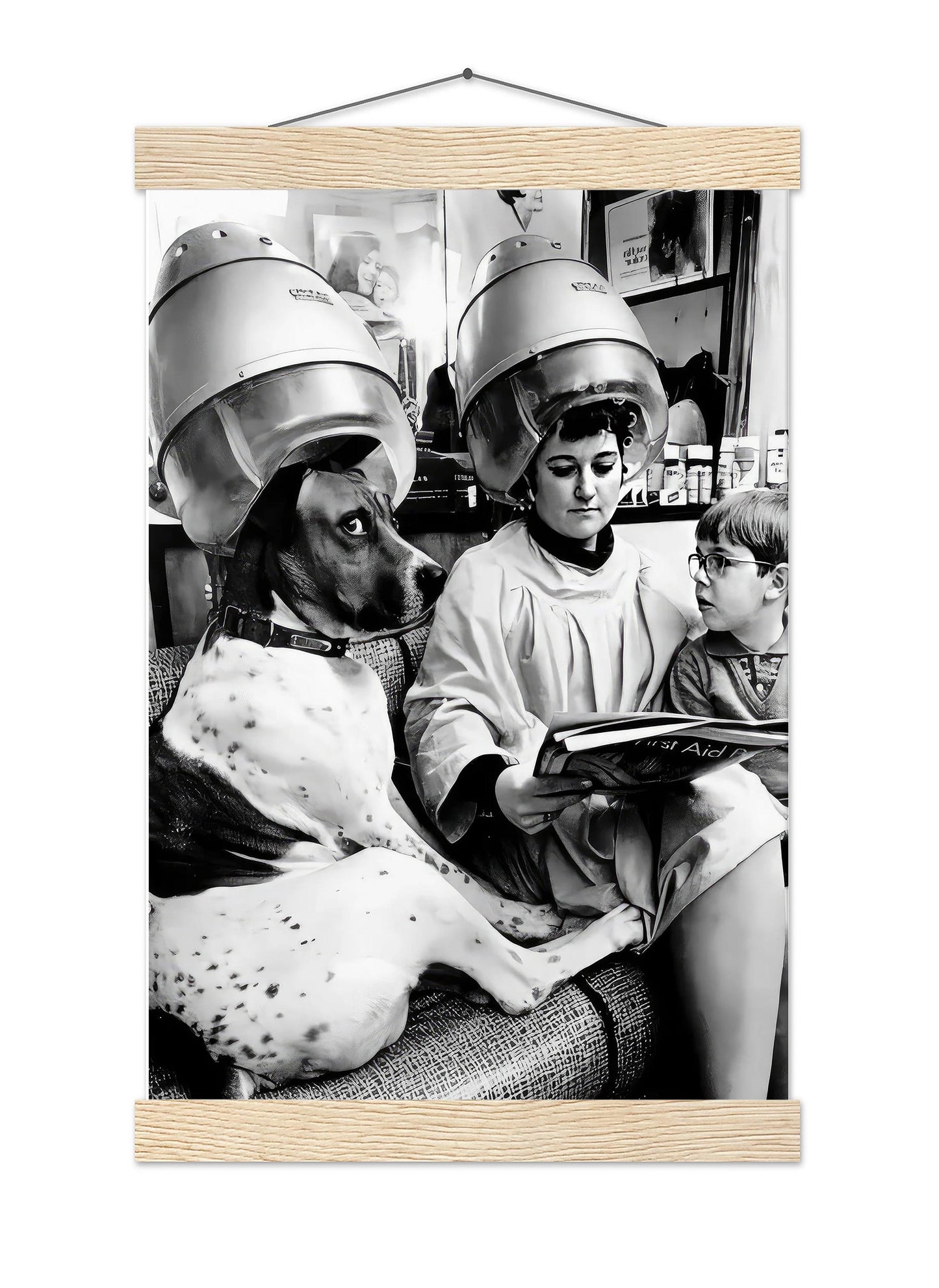 Dog at Hair Salon Vintage Print Funny Retro Wall Art