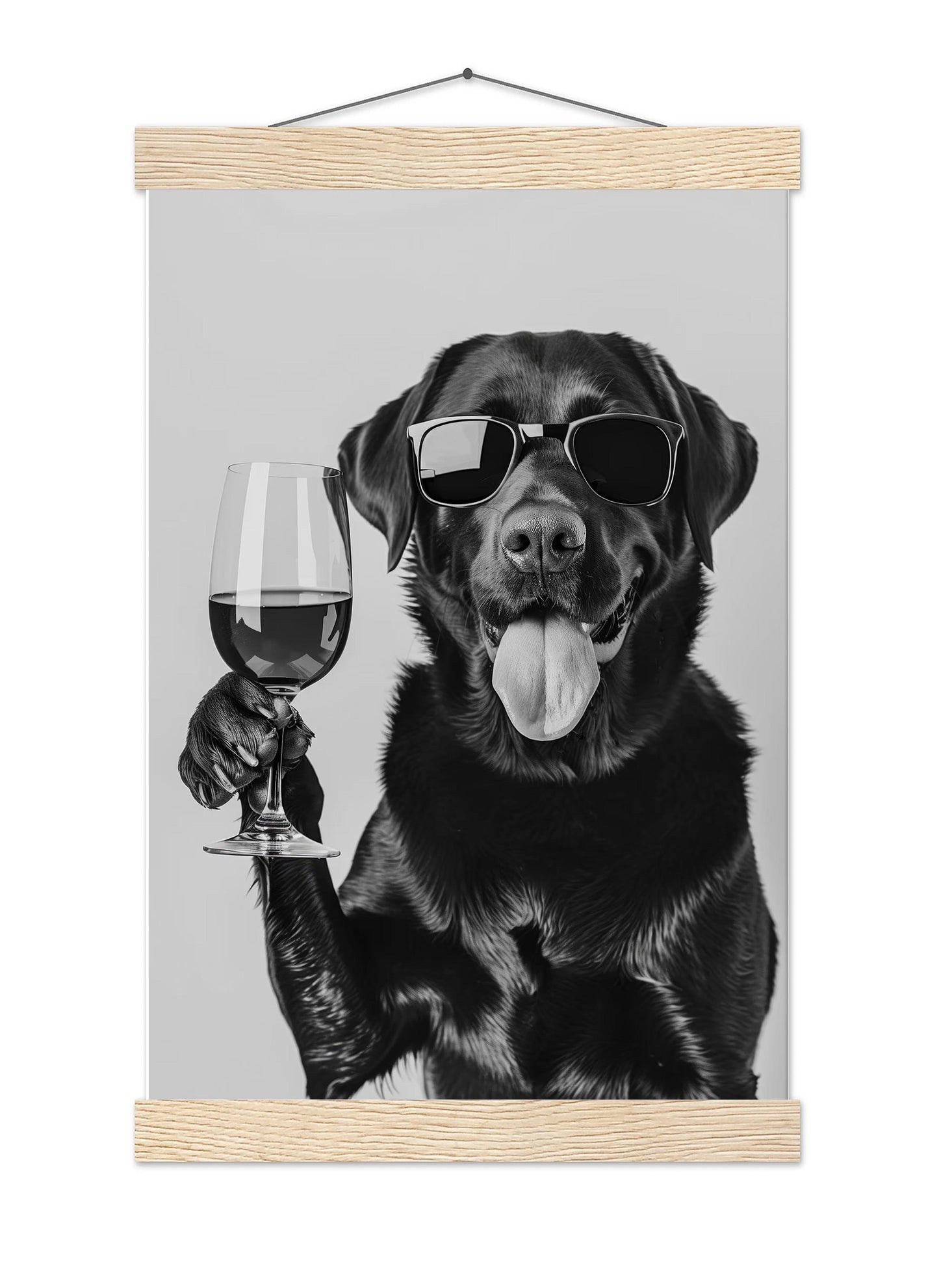 Funny Labrador Drinking Wine Art Print Black Lab Bar Cart Decor