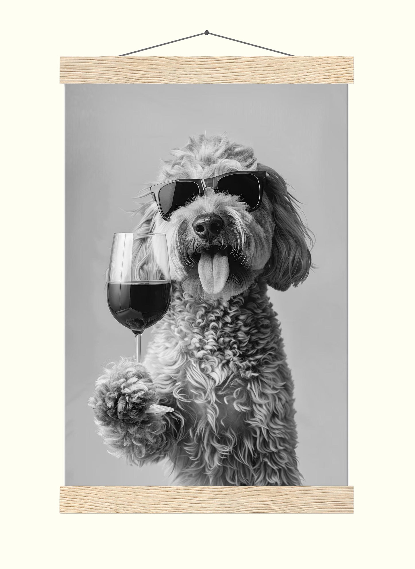 Goldendoodle Wine Print, Funny Dog Poster, Doodle Bar Cart Print, Trendy Kitchen Wall Decor