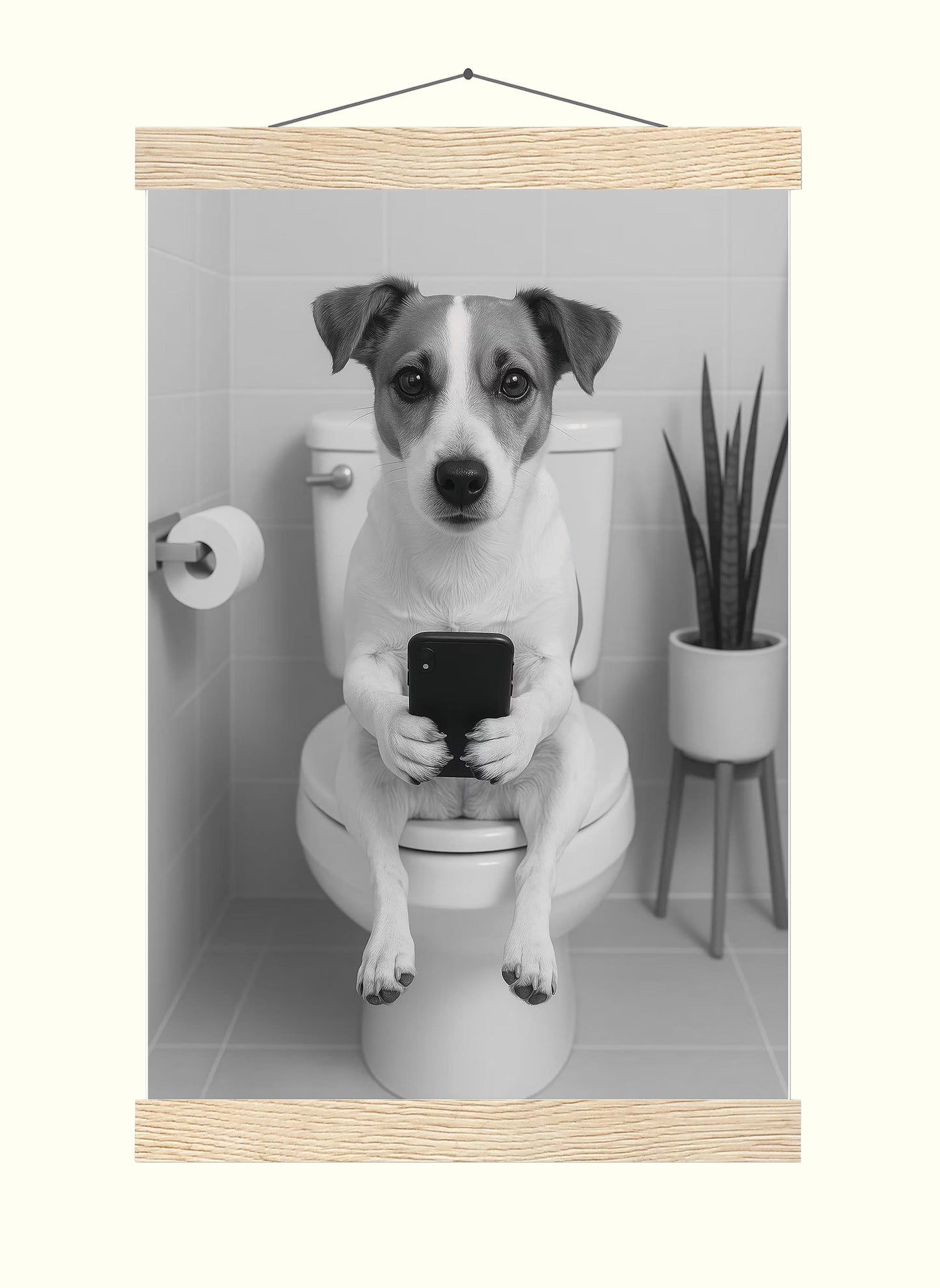 Jack Russell Toilet Print, Funny Bathroom Wall Art, Dog Poster, Trendy Dog Art, Bathroom Wall Decor