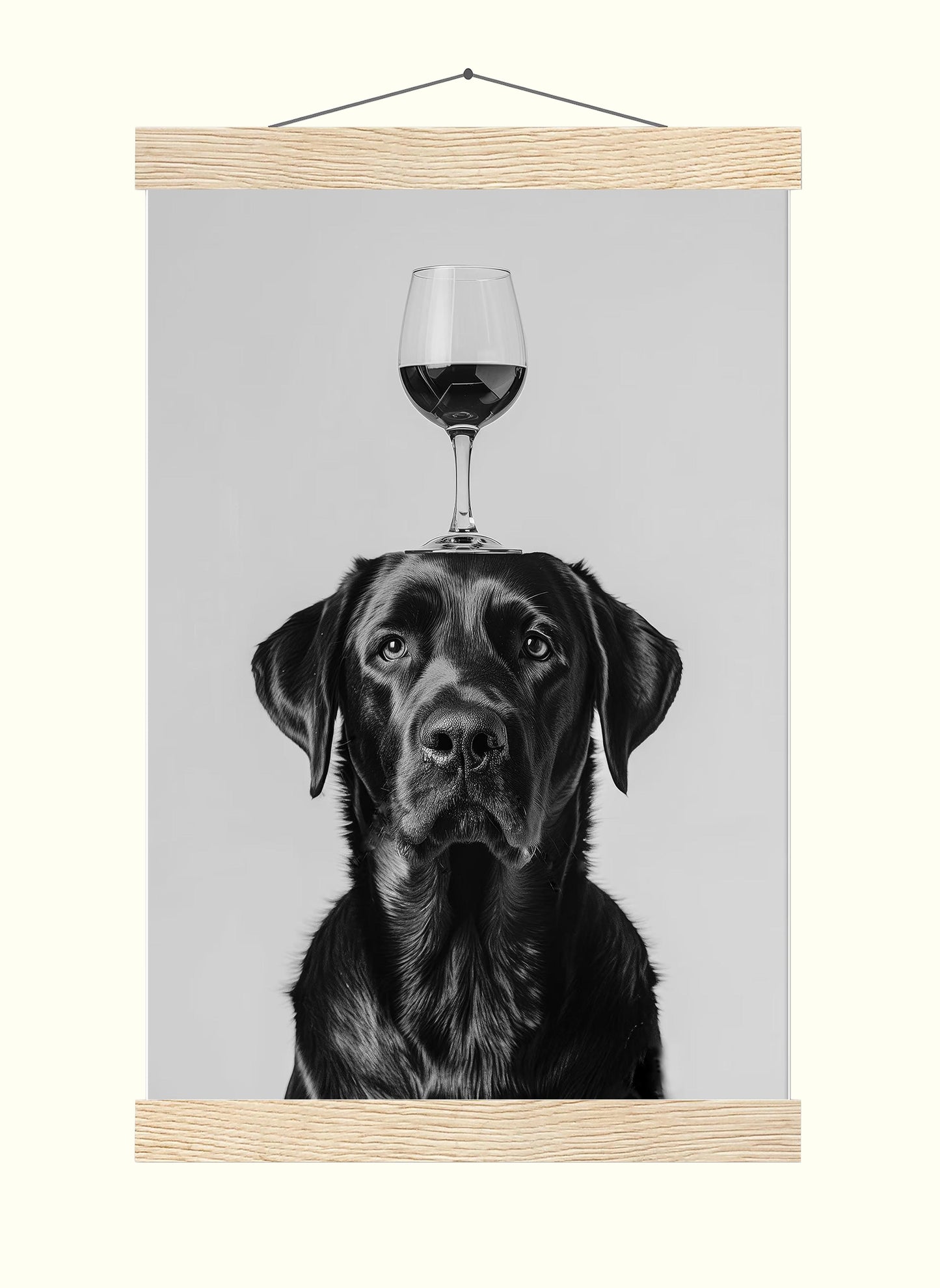 Labrador Balancing Wine Glass Print Funny Bar Cart Dog Poster, Black Lab Alcohol Kitchen Decor
