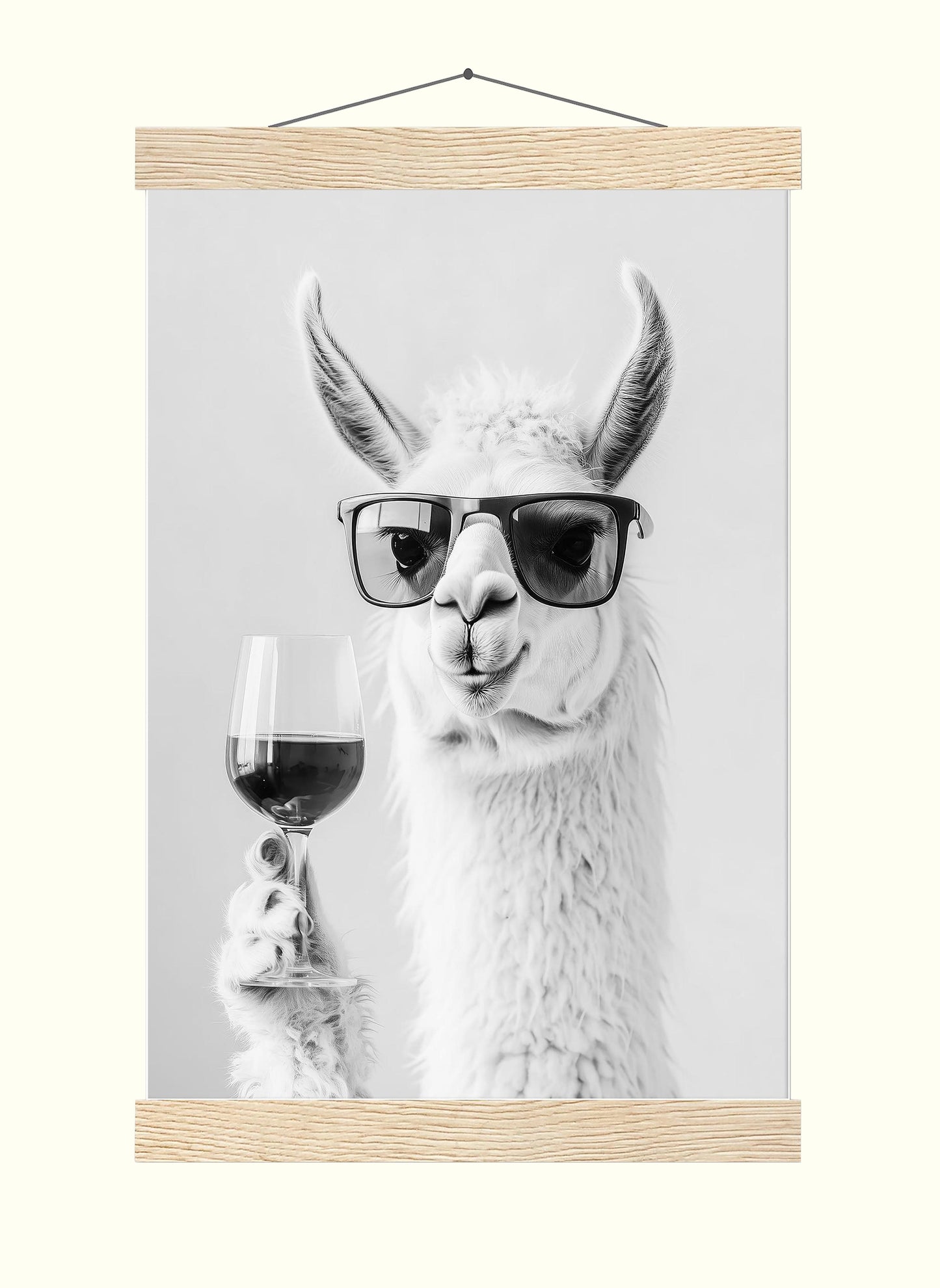 Llama Drinking Wine Art Print, Funny Bar Cart Decor