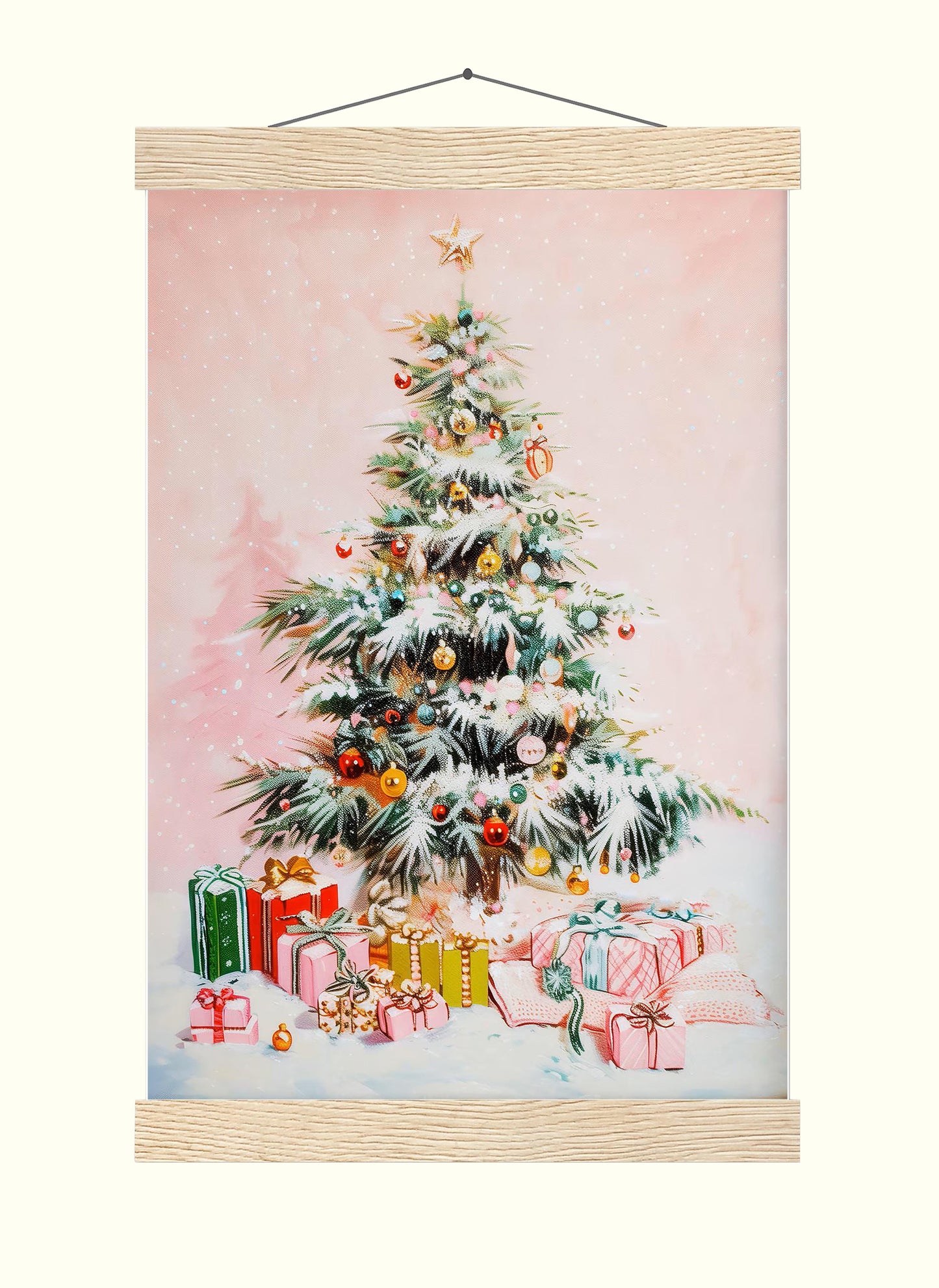 Pink Christmas Decor Wall Art Art Print Christmas Tree Holiday Poster Trendy Christmas Decor Digital Download