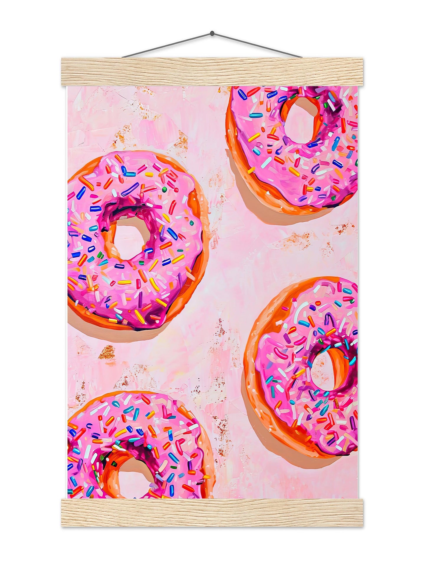 Pink Donuts Art Print, Retro Kitchen Foodie Poster