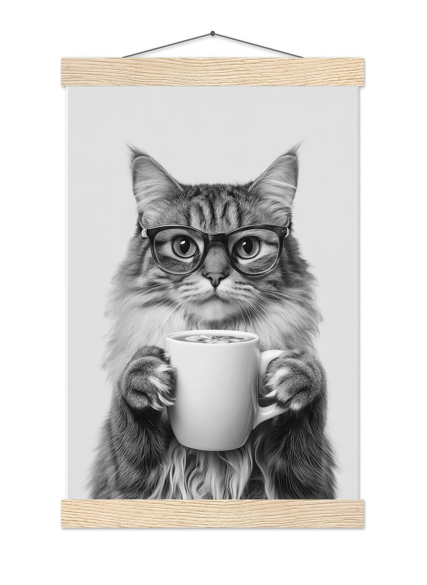 Siberian Cat Coffee Print Funny Kitty Poster, Kitchen Decor