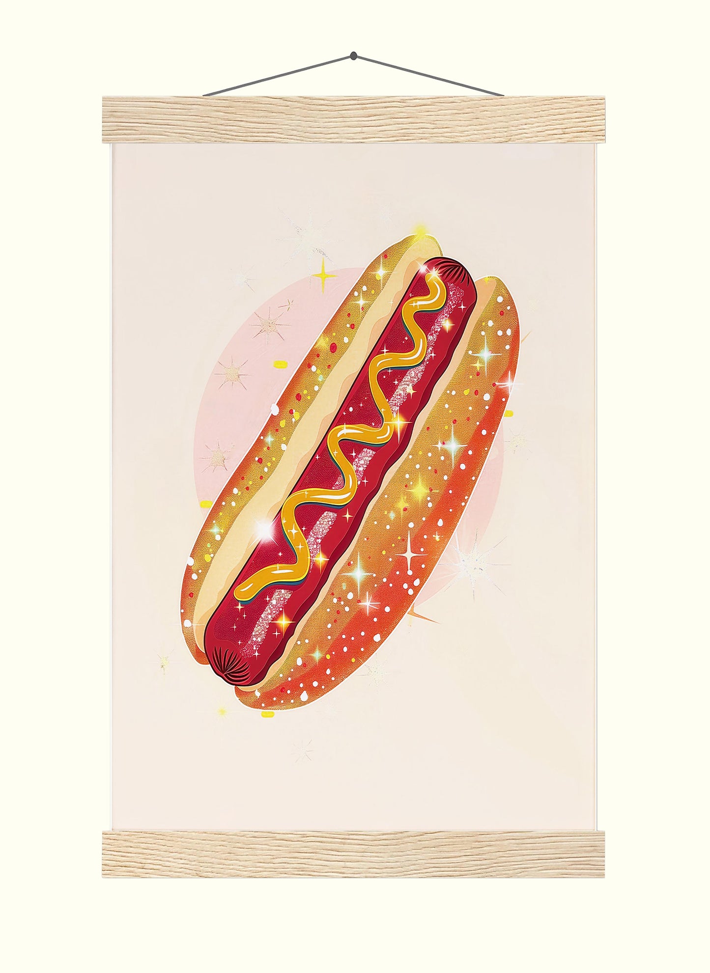 Sparkle Hot Dog Art Print, Trendy Kitchen Wall Decor