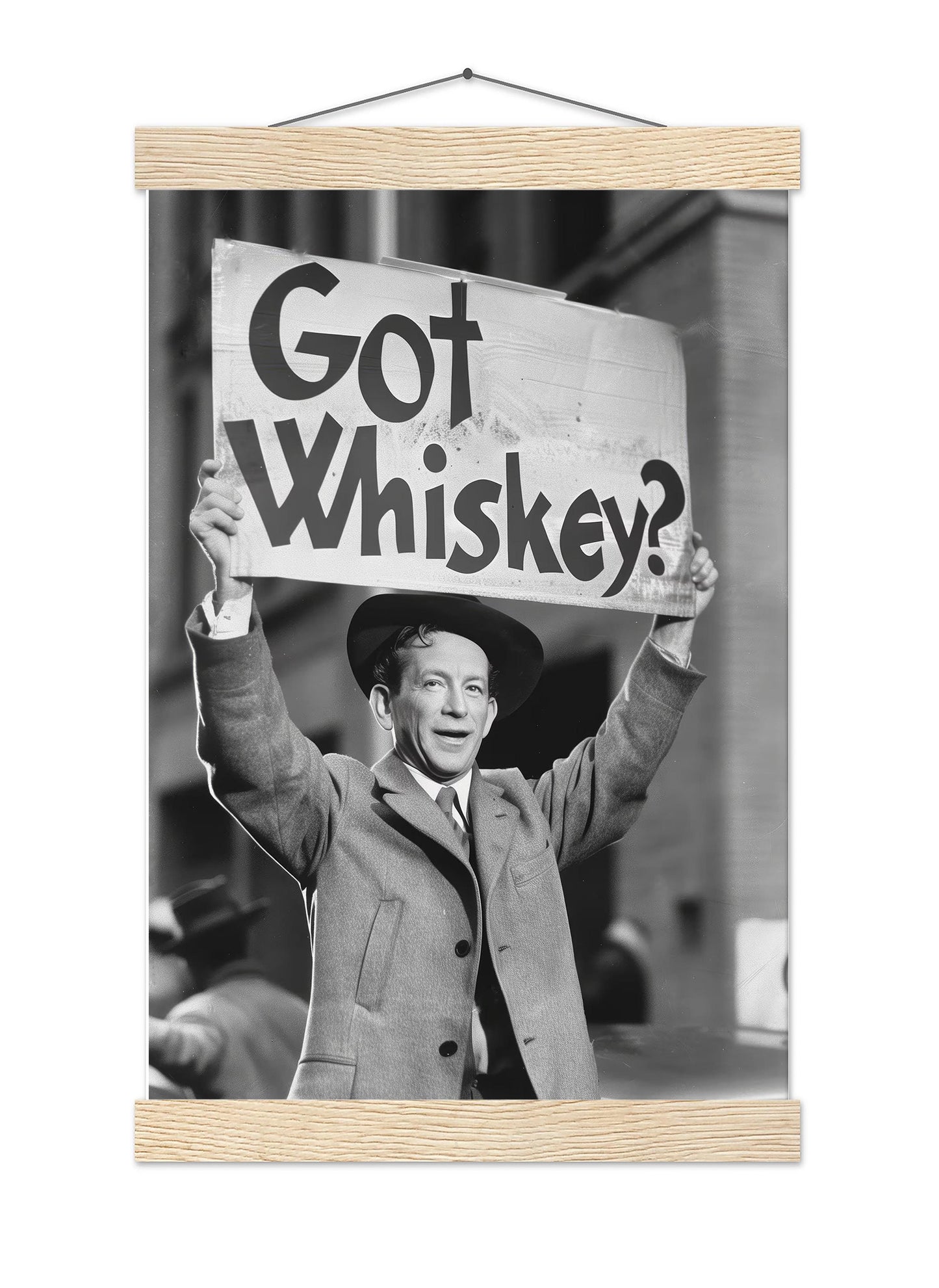 Whiskey Protest Print Retro Speakeasy Bar Cart Poster, Man Cave Decor - Black and White Wall Art