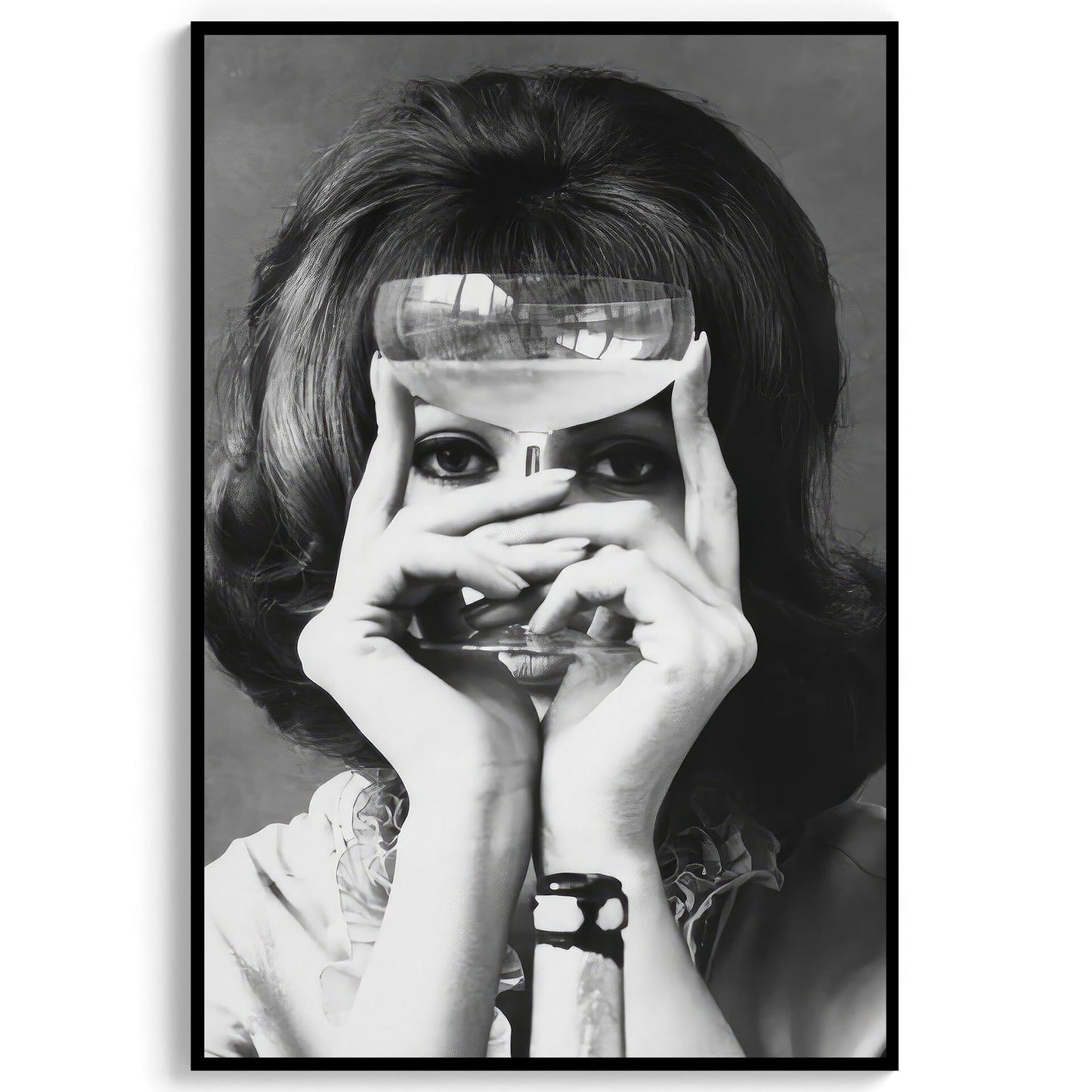 Woman with Wine Glass Print Retro Bar Cart Decor (Digital Download)