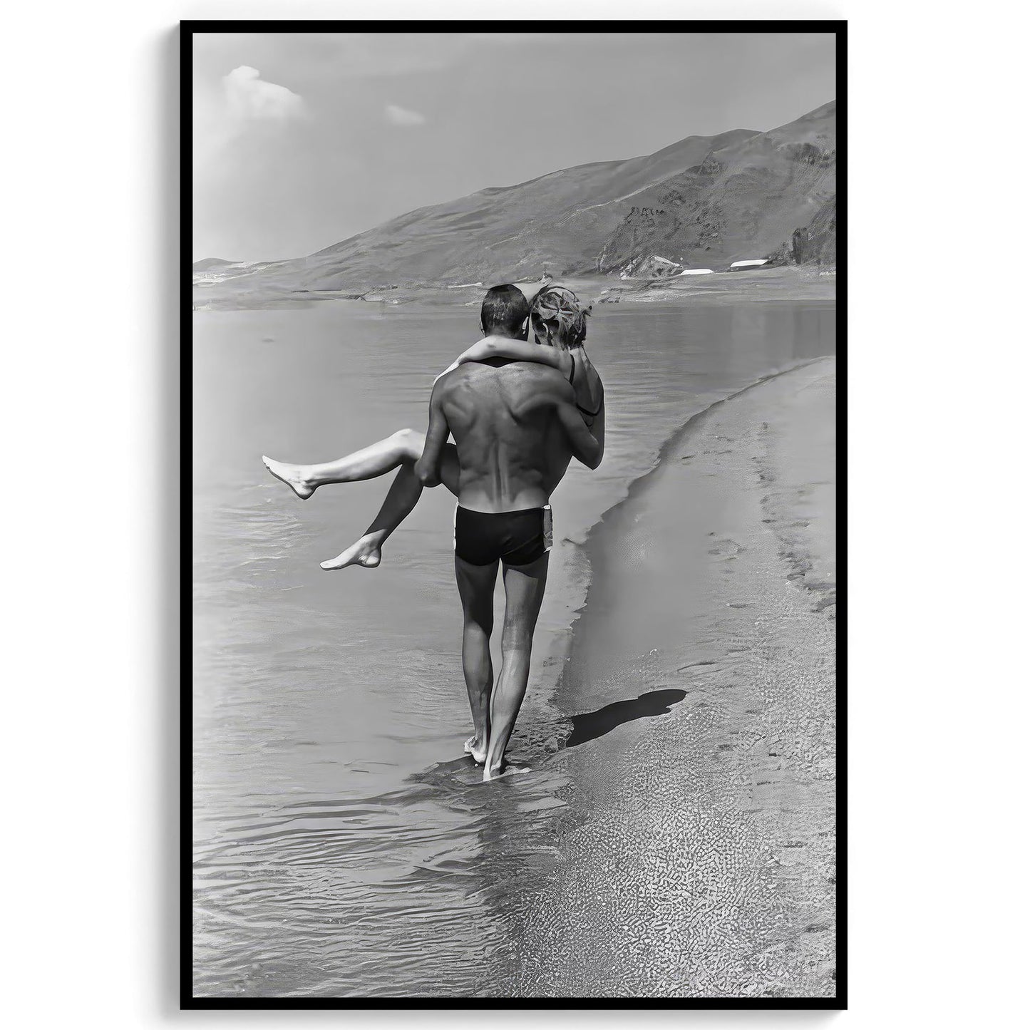 1960s Couple Beach Print: Vintage Black and White Photography (Digital Download)