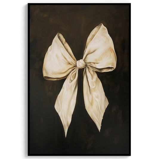 Antique Bow Oil Painting Print, Coquette Nursery Wall Art