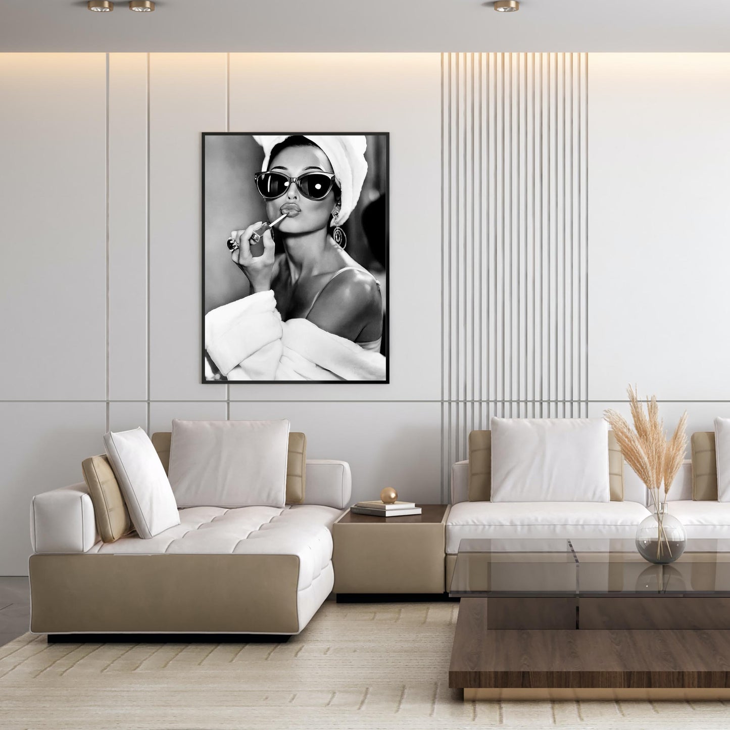 Audrey Hepburn Lipstick Print Vintage Fashion, Old Hollywood Feminist Poster - Black and White Wall Art