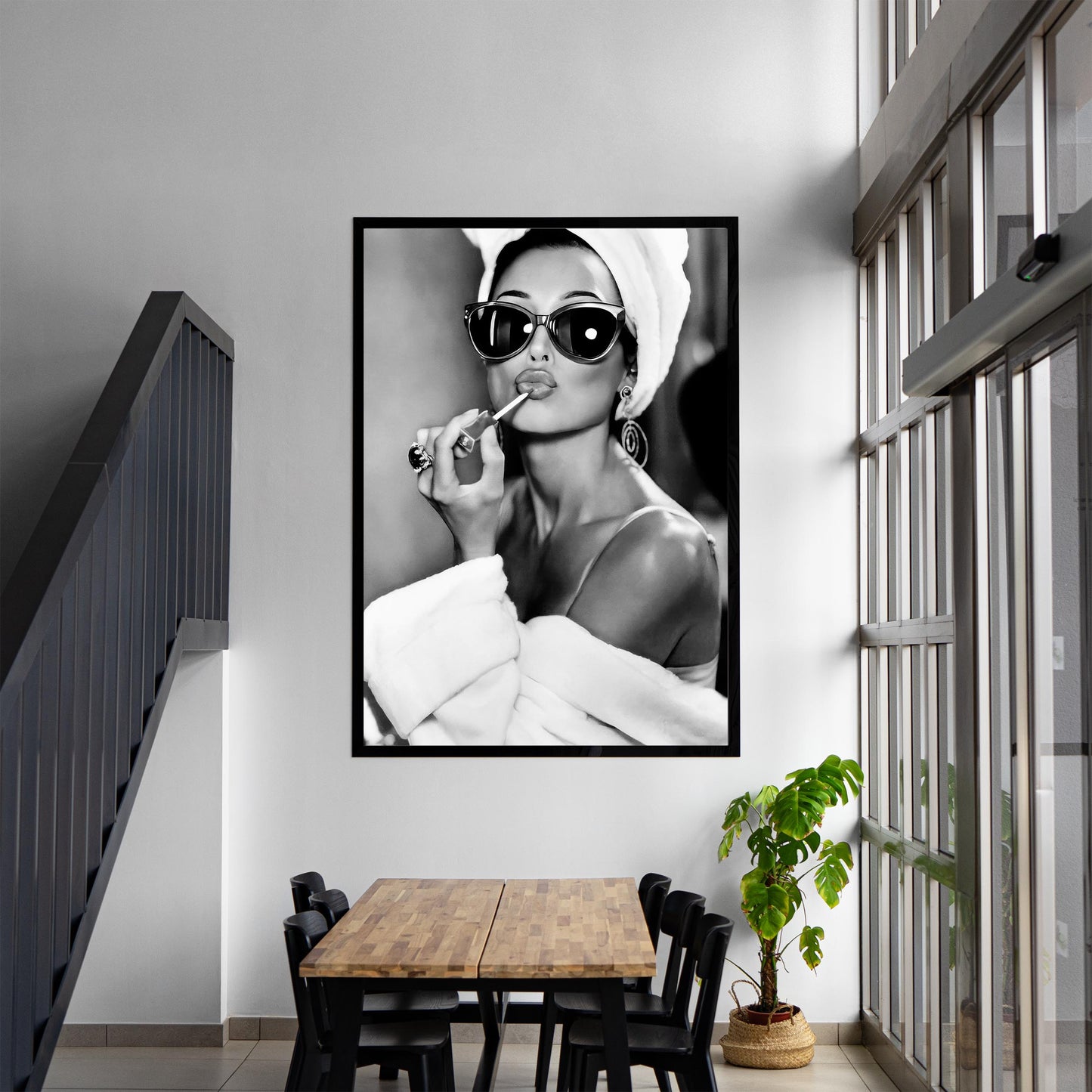 Audrey Hepburn Lipstick Print Vintage Fashion, Old Hollywood Feminist Poster - Black and White Wall Art