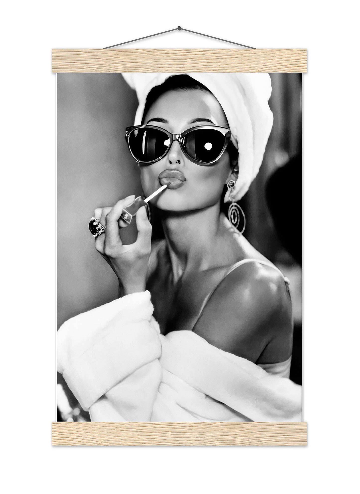 Audrey Hepburn Lipstick Print Vintage Fashion, Old Hollywood Feminist Poster - Black and White Wall Art