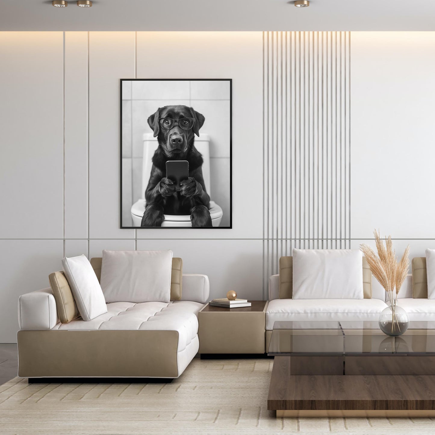 Black Labrador Toilet Print Funny Bathroom Wall Art, Lab Poster, Trendy Dog Art, Bathroom Wall Decor - Black and White P