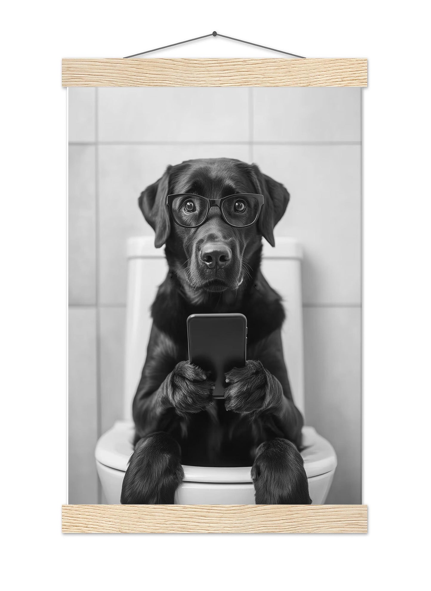 Black Labrador Toilet Print Funny Bathroom Wall Art, Lab Poster, Trendy Dog Art, Bathroom Wall Decor - Black and White P