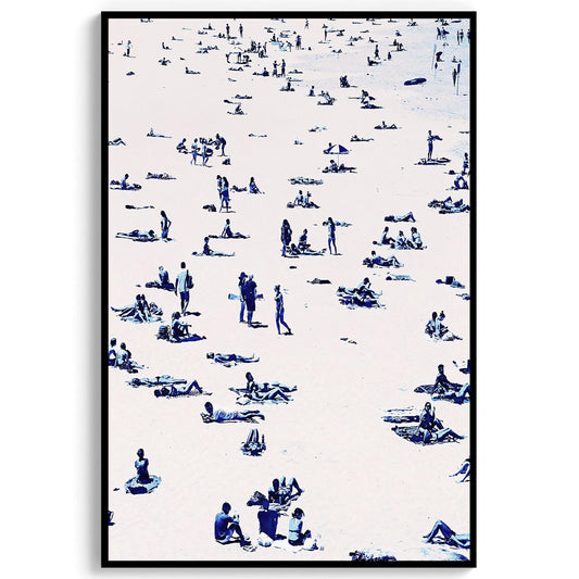 Blue Beach Print, Vintage Coastal Wall Art