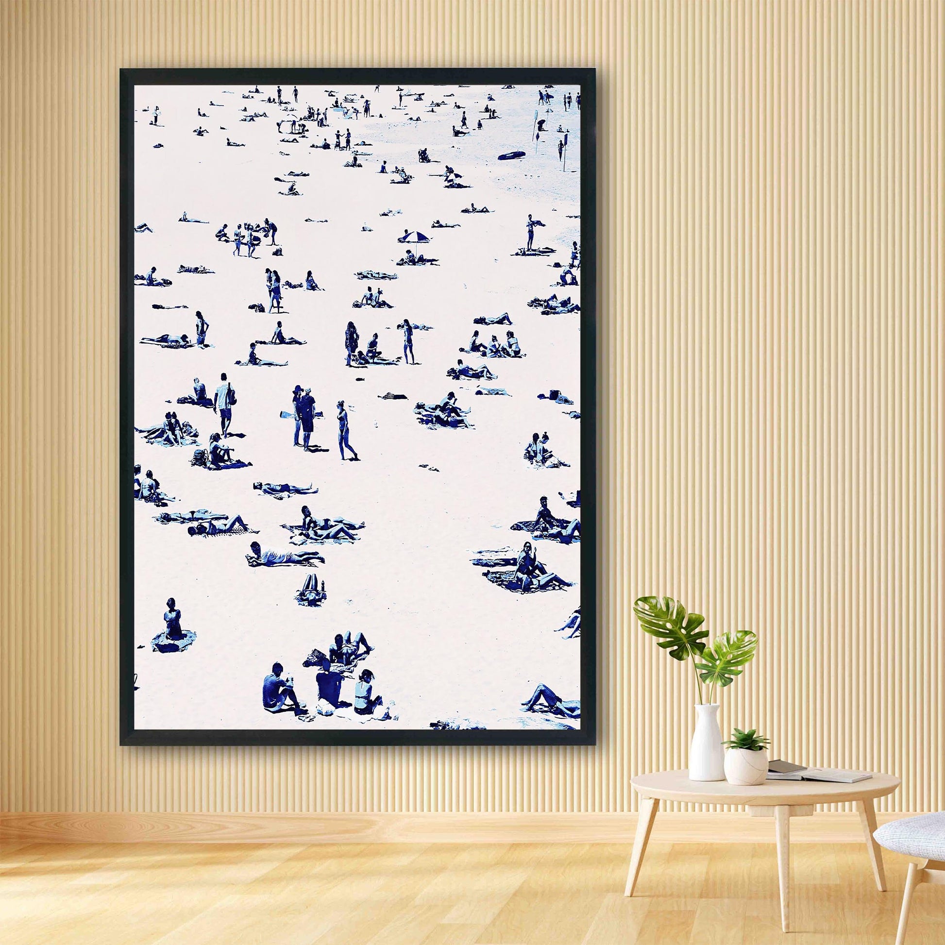 Blue Beach Print, Vintage Coastal Wall Art