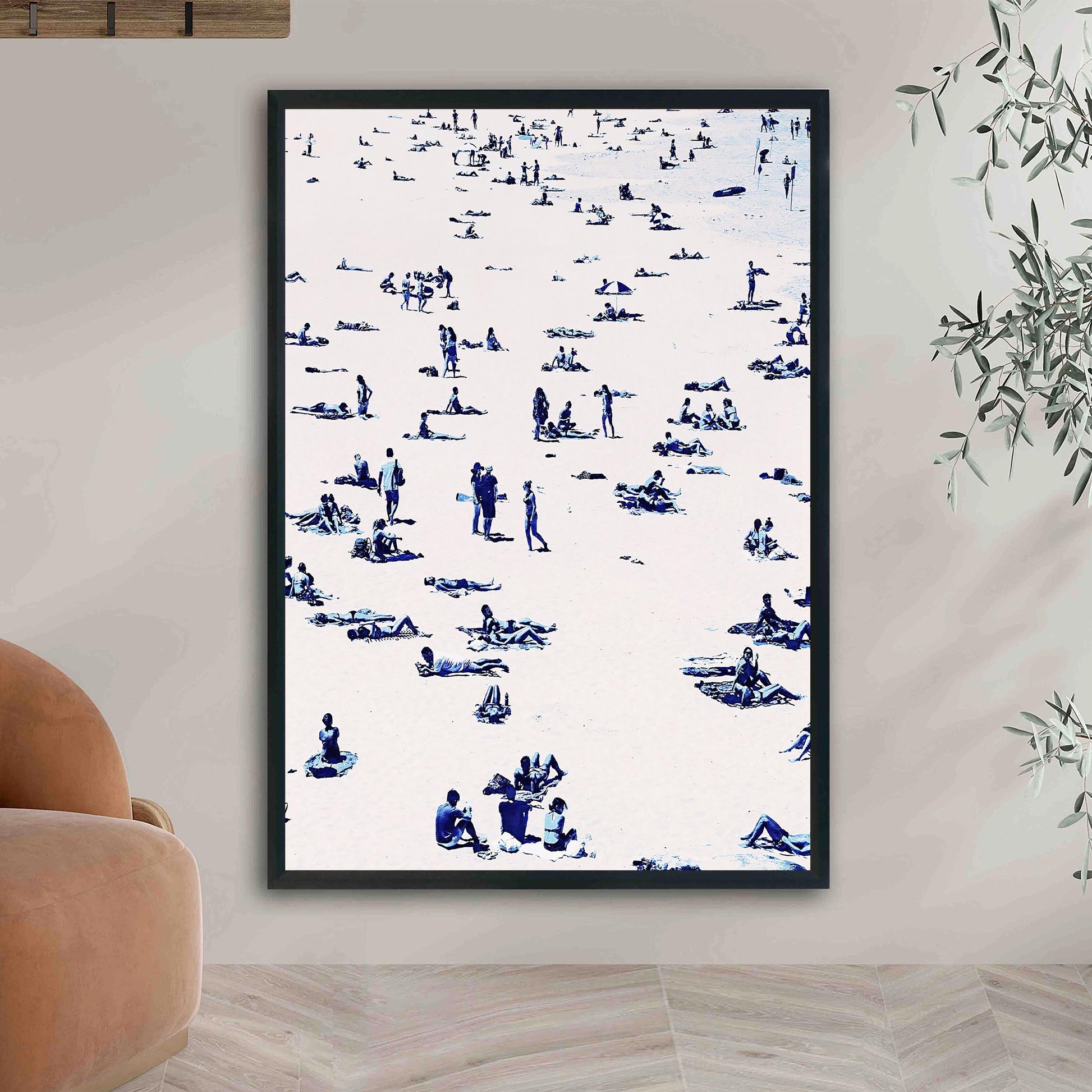 Blue Beach Print, Vintage Coastal Wall Art