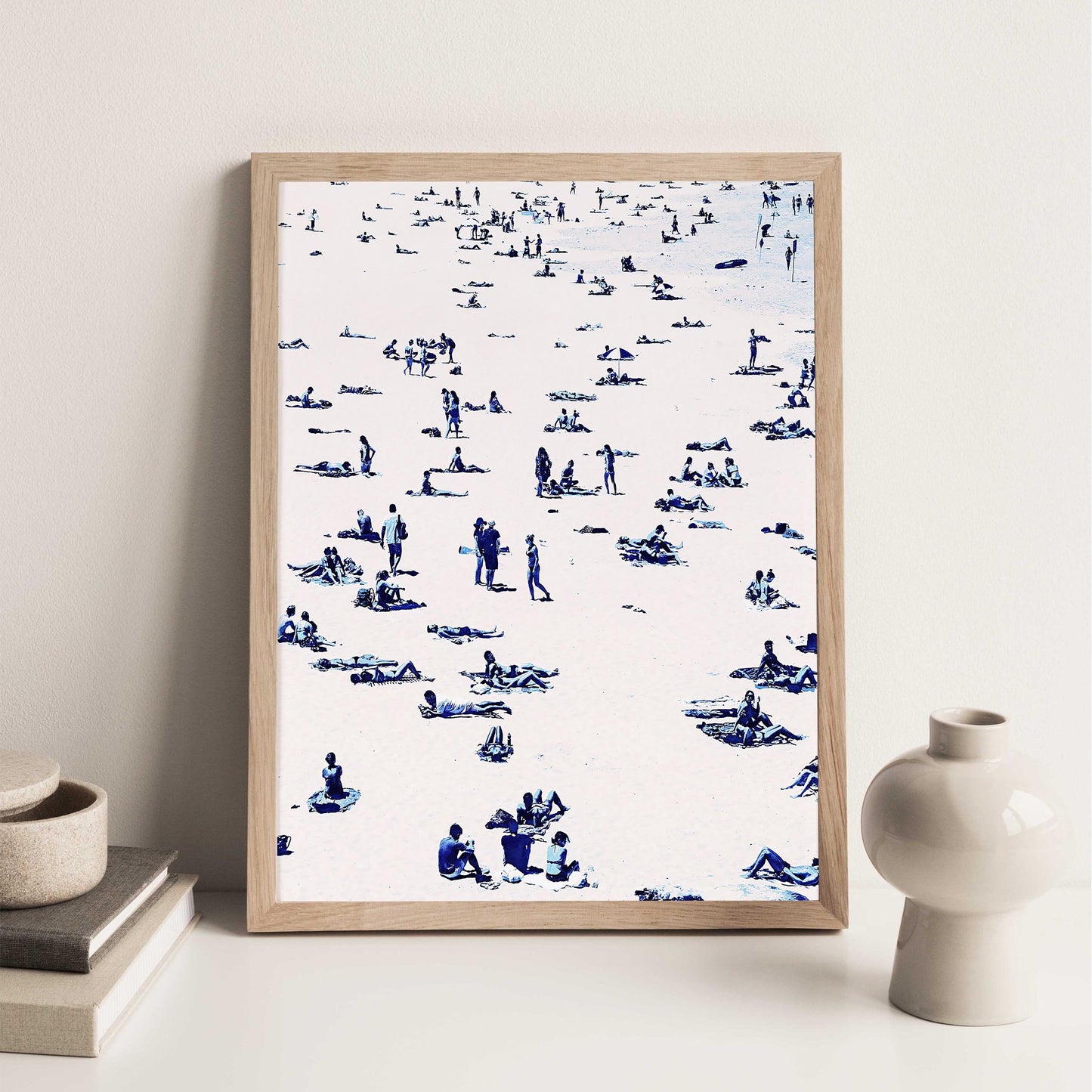 Blue Beach Print, Vintage Coastal Wall Art