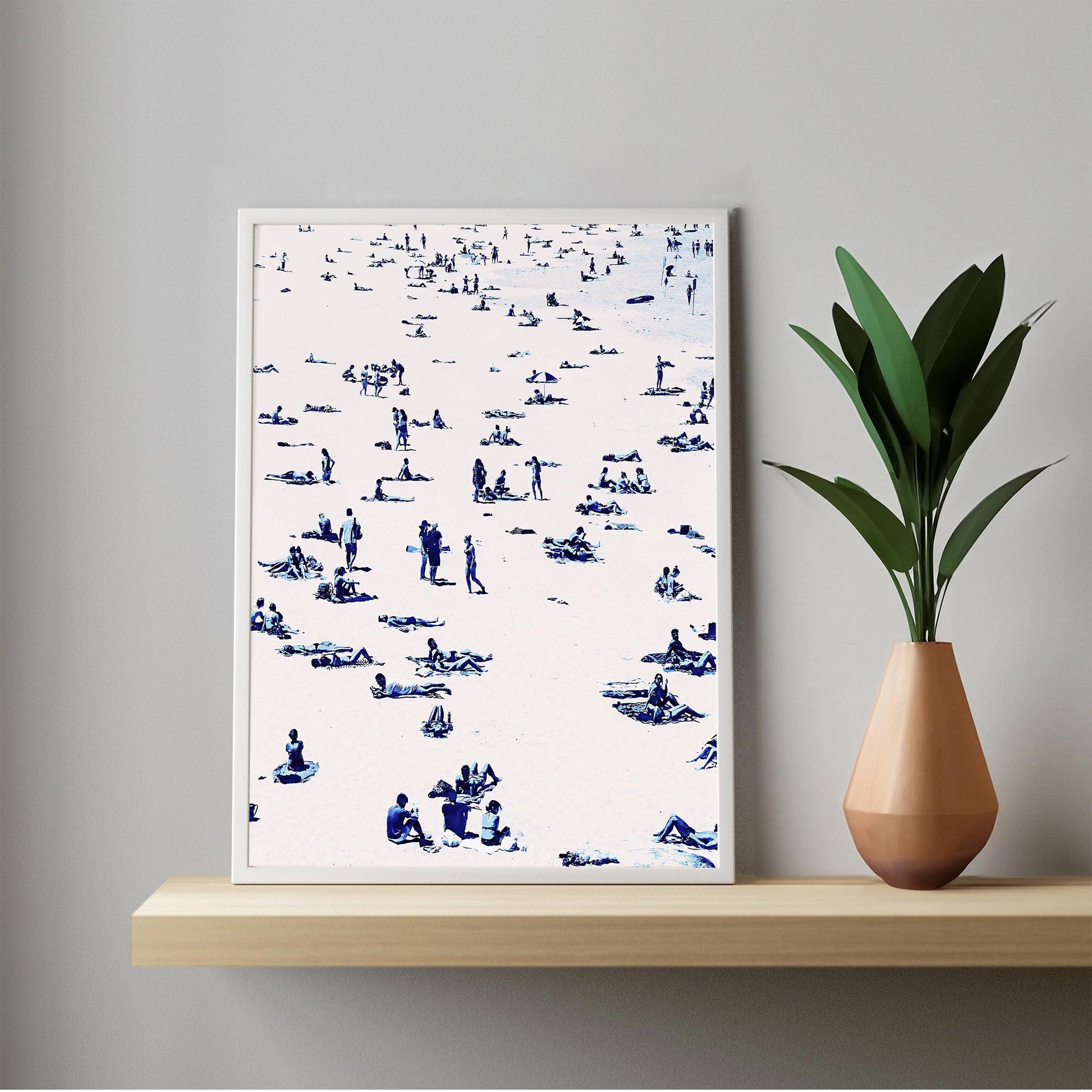 Blue Beach Print, Vintage Coastal Wall Art