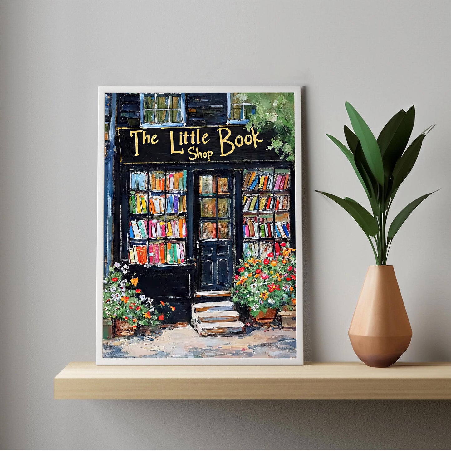 Bookstore Painting Art Print, The Little Book Shop