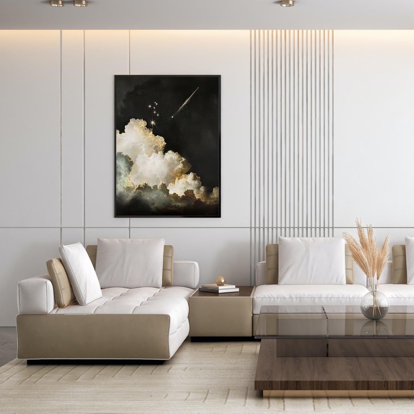 Celestial Sky Shooting Star Oil Painting Wall Art Vintage Print Moody Academia Print Stars Clouds Nursery Pr