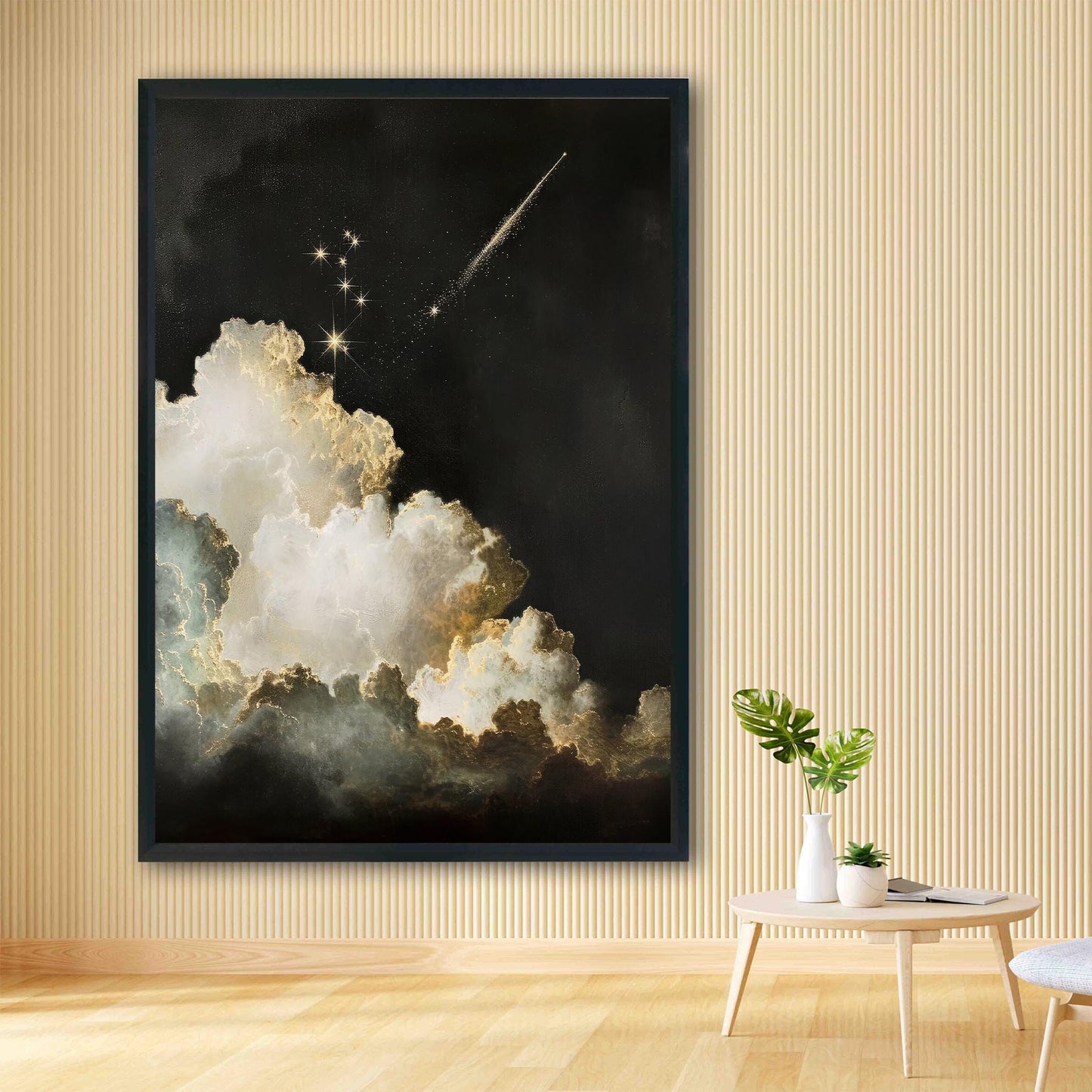 Celestial Sky Shooting Star Oil Painting Wall Art Vintage Print Moody Academia Print Stars Clouds Nursery Pr