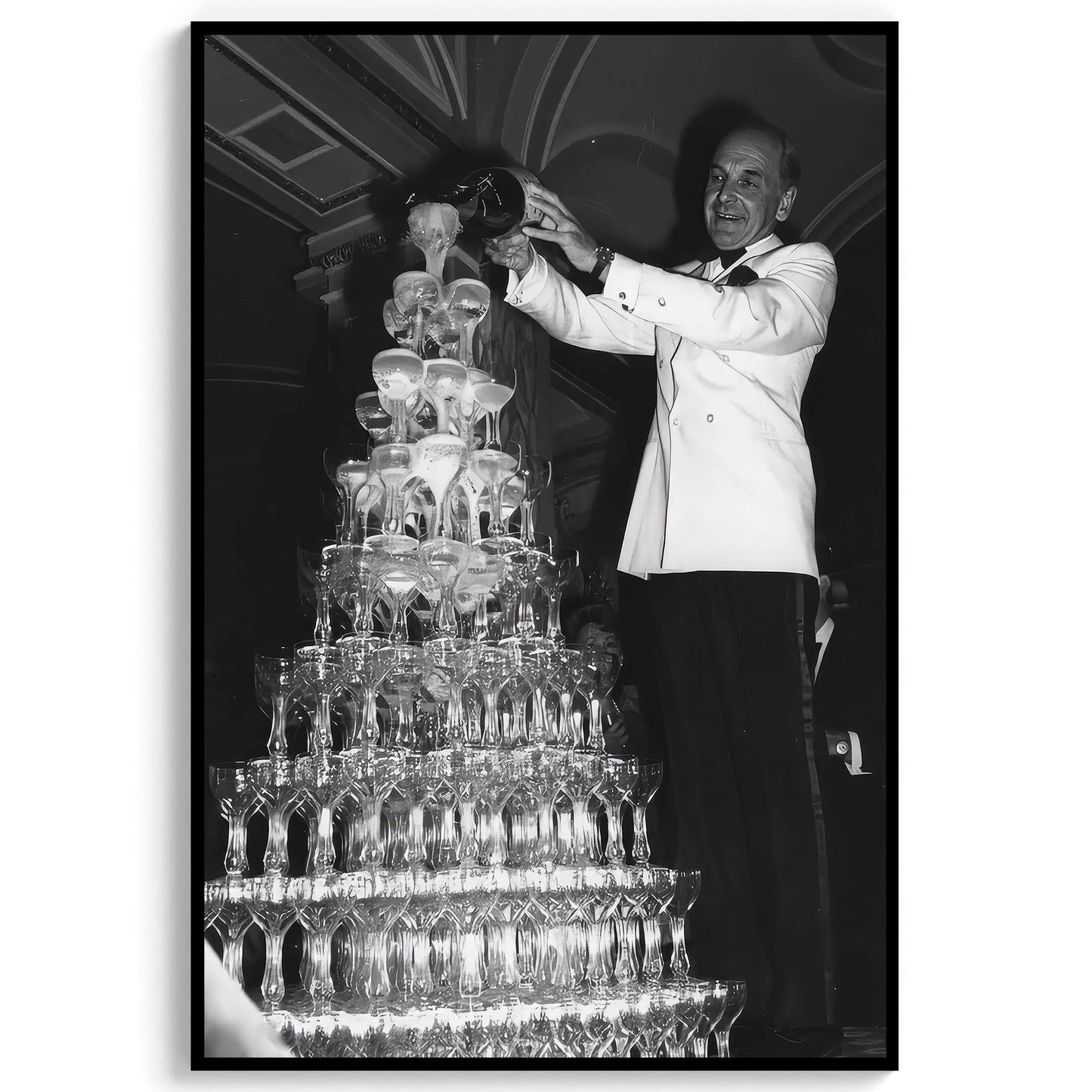 Champagne Tower Print 1920s Retro Bar Cart Decor