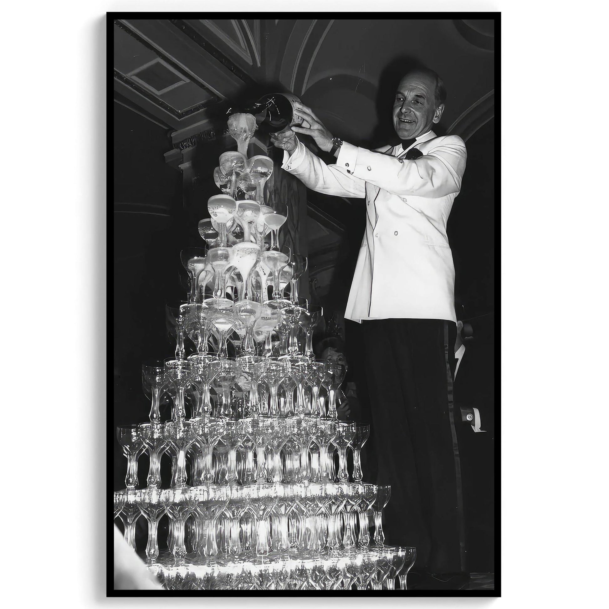 Champagne Tower Print 1920s Retro Bar Cart Decor