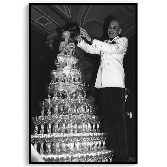 Champagne Tower Print 1920s Retro Bar Cart Decor