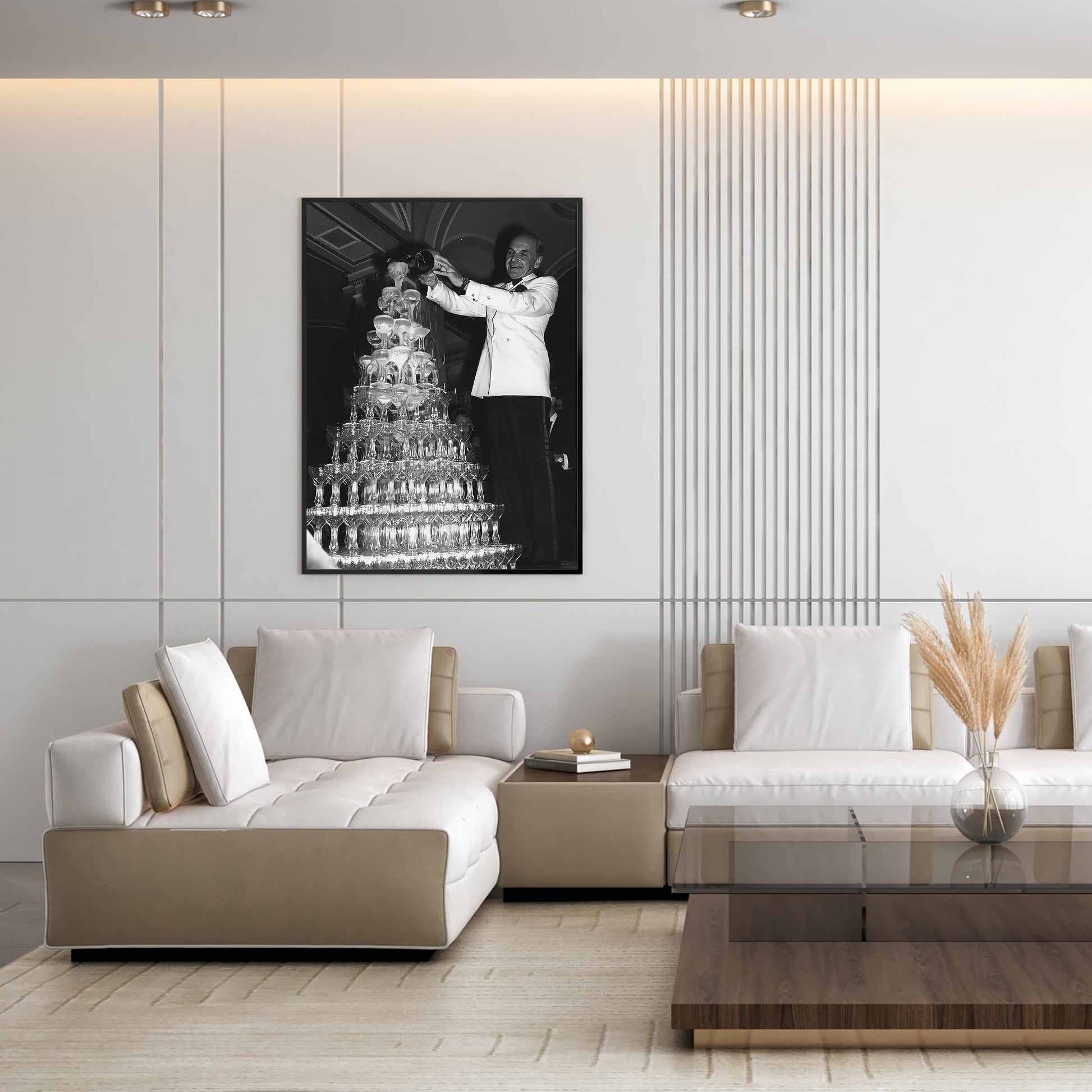 Champagne Tower Print 1920s Retro Bar Cart Decor