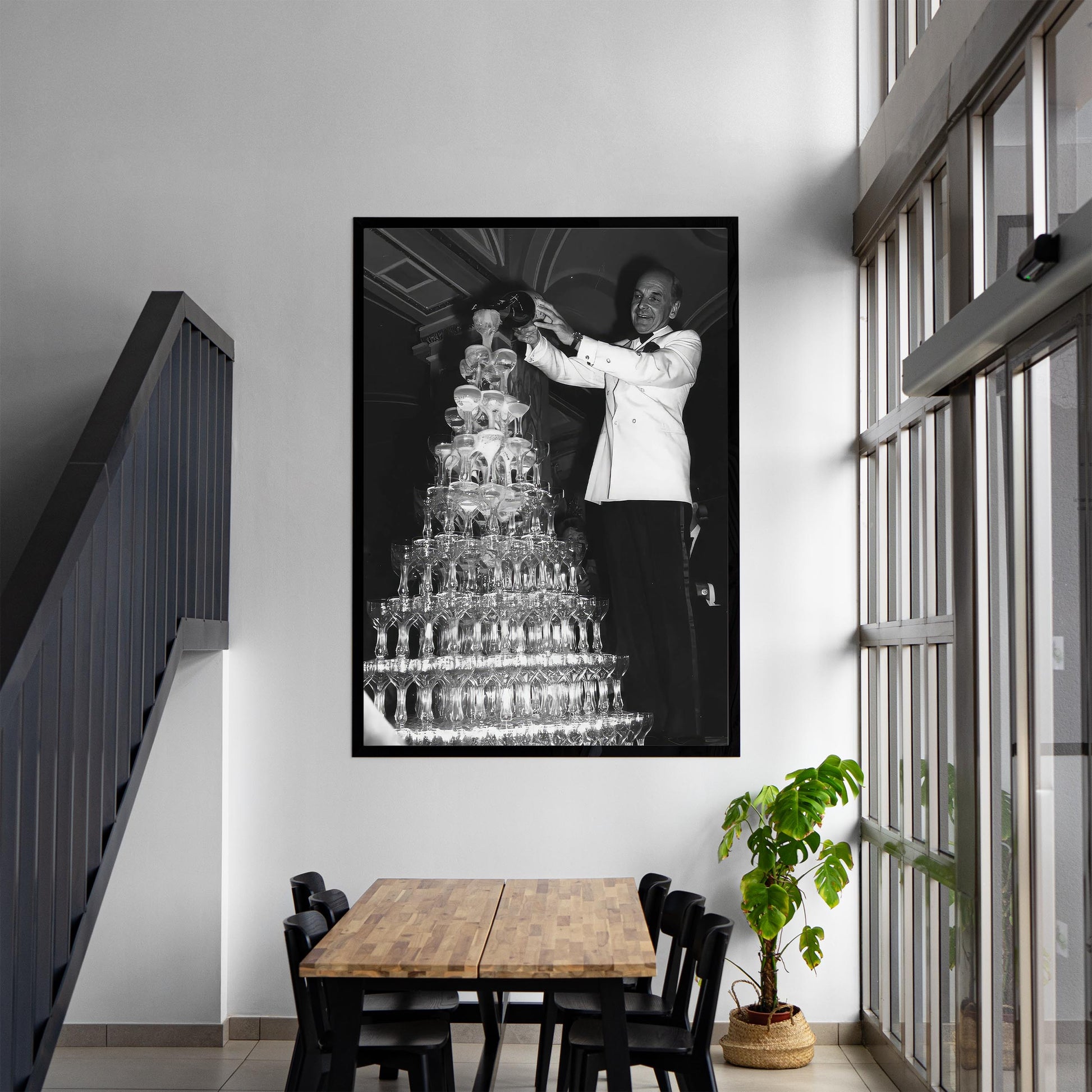 Champagne Tower Print 1920s Retro Bar Cart Decor