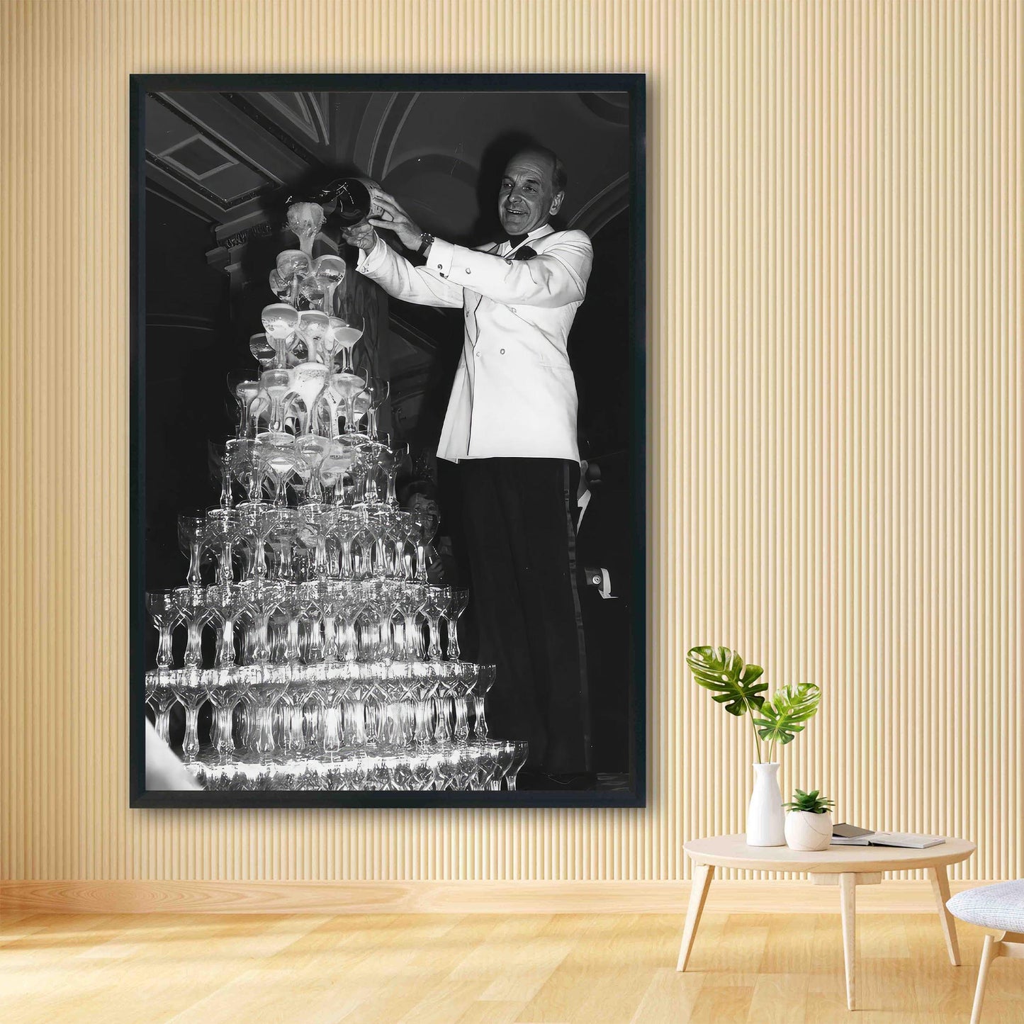 Champagne Tower Print 1920s Retro Bar Cart Decor