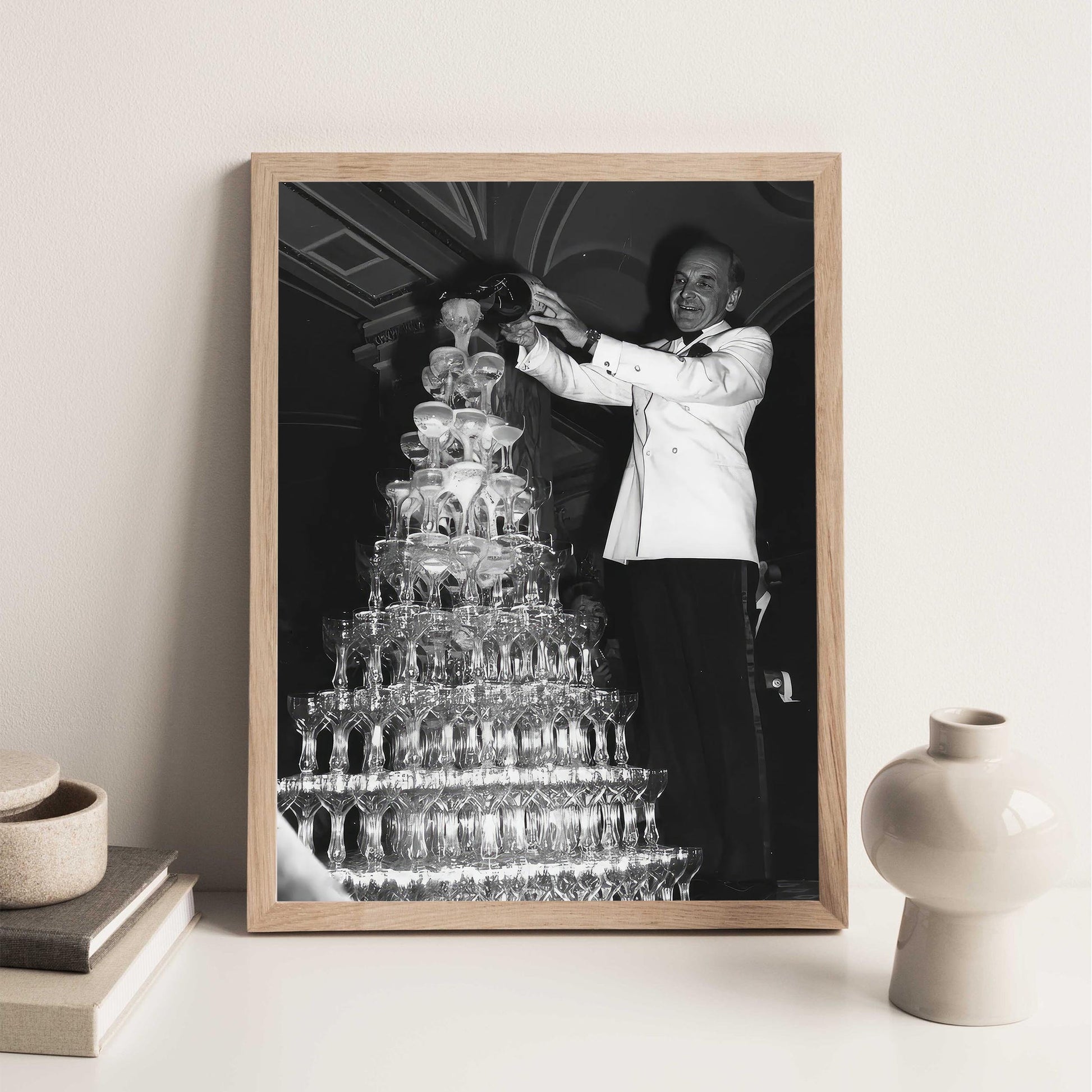Champagne Tower Print 1920s Retro Bar Cart Decor