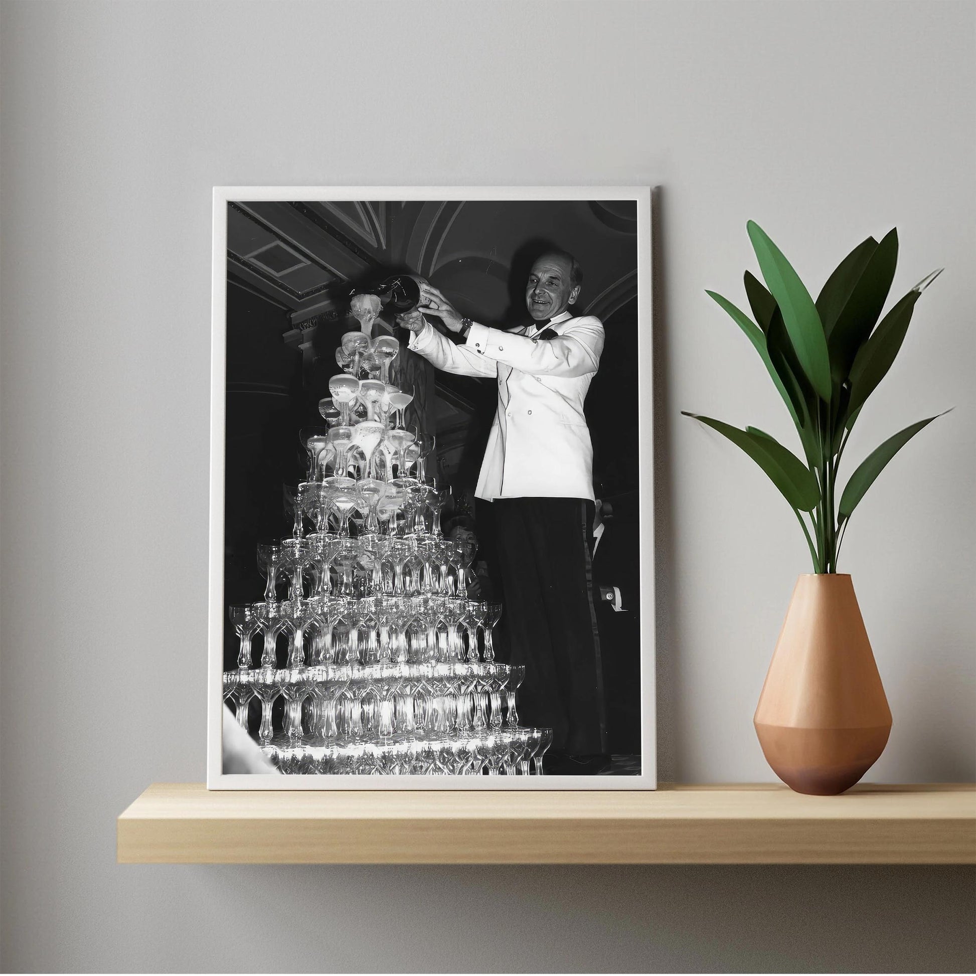 Champagne Tower Print 1920s Retro Bar Cart Decor