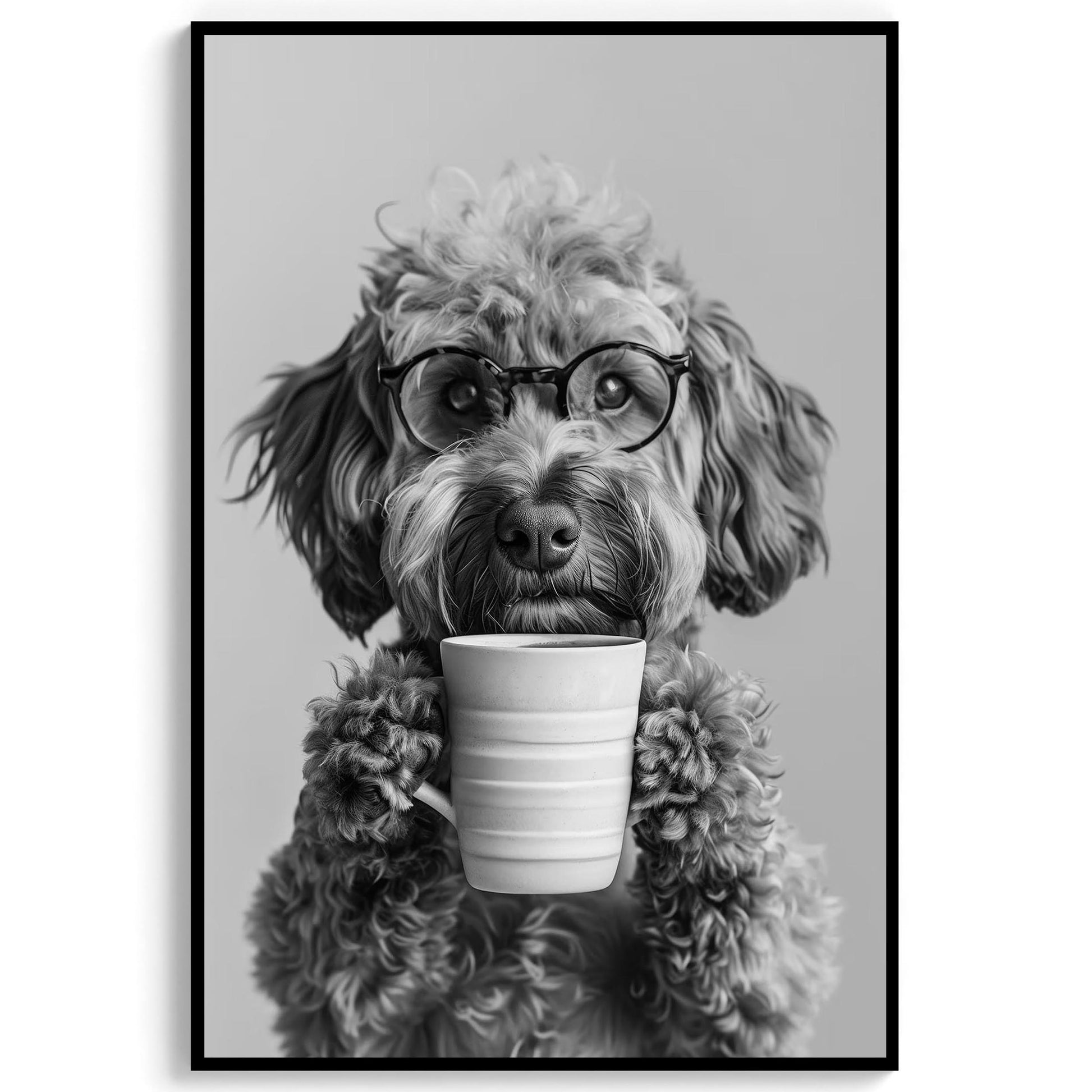 Cockapoo Coffee Print Coffee Bar Decor, Funny Dog Poster, Kitchen Wall Art - Black and White Print