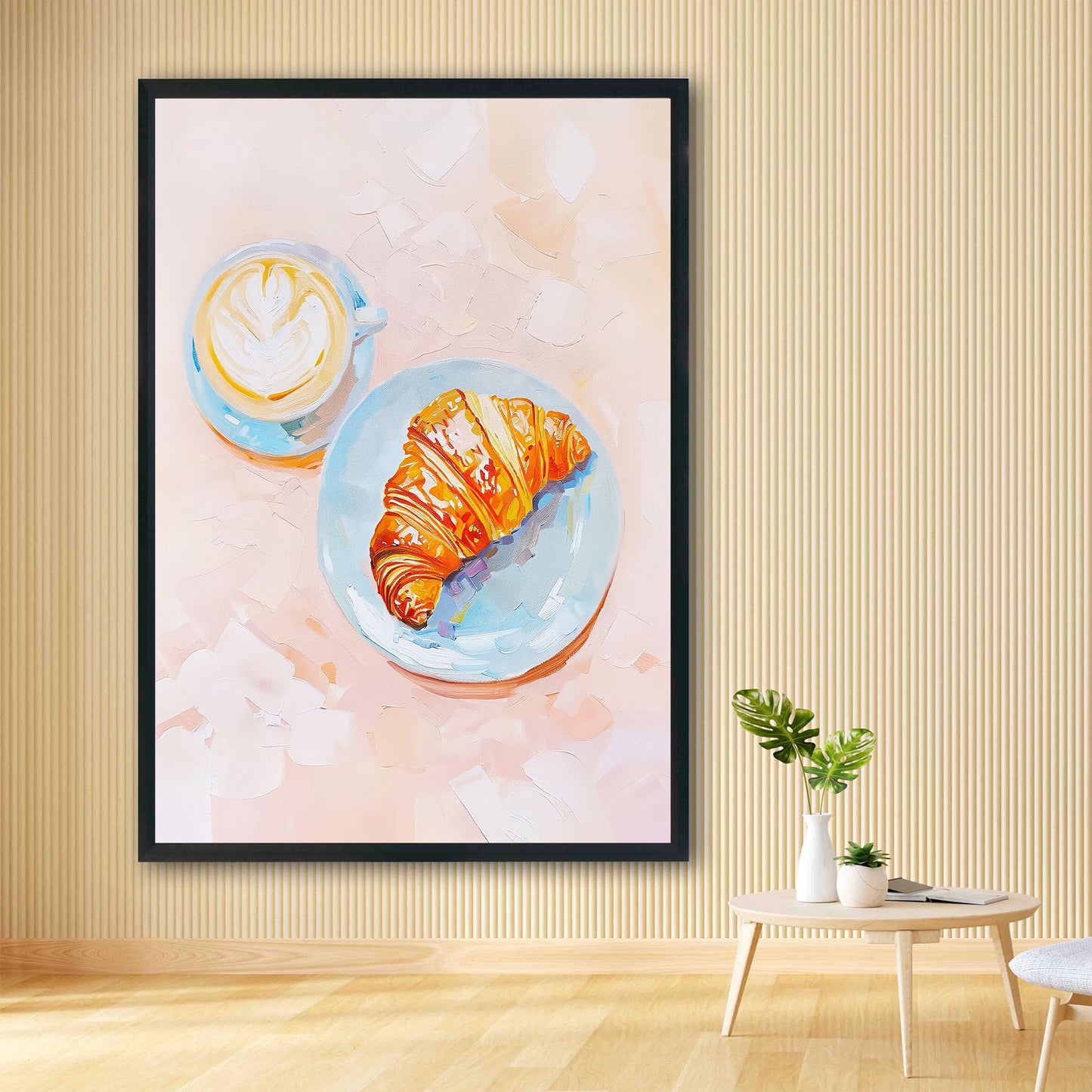 Croissant & Latte Art Print, Kitchen Wall Decor