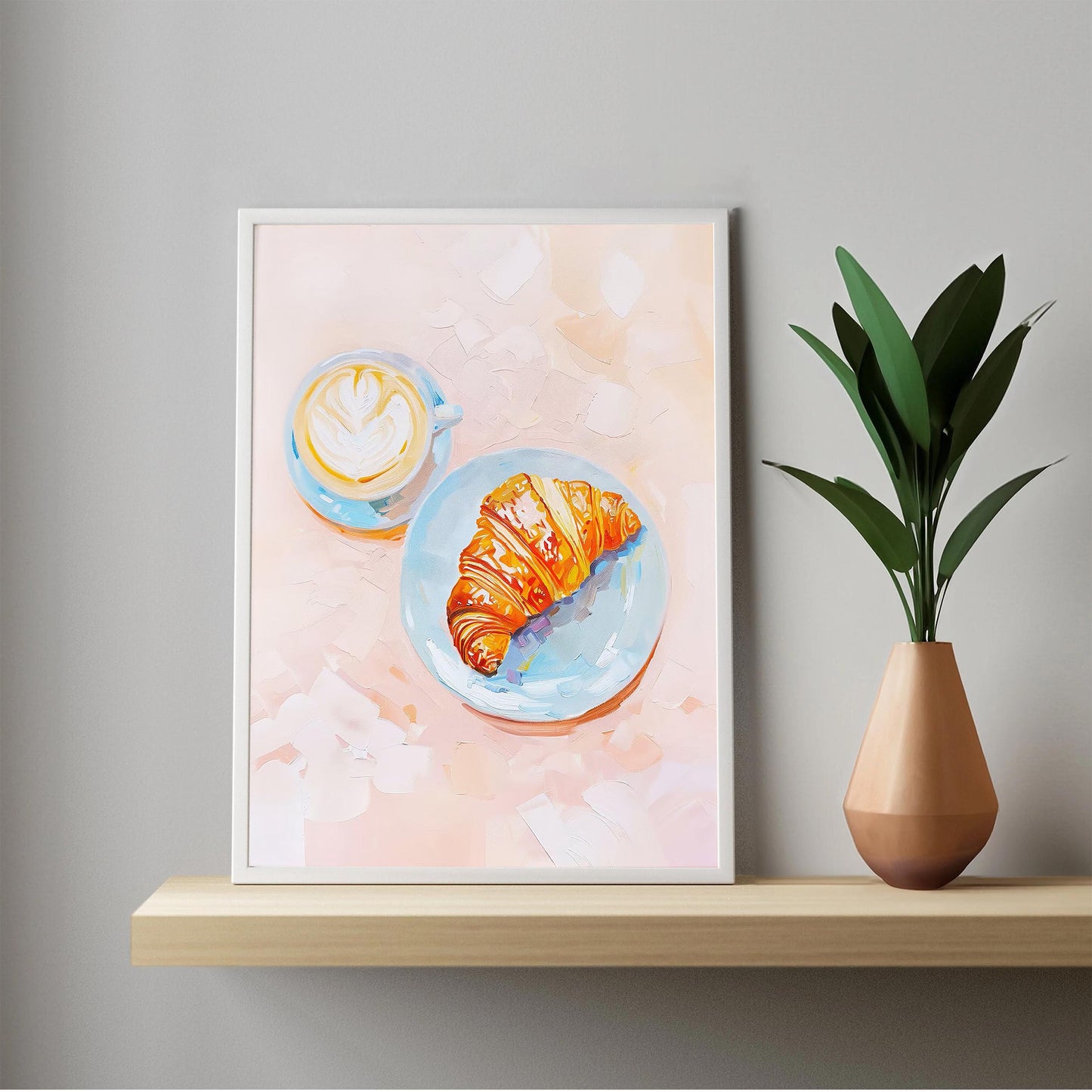 Croissant & Latte Art Print, Kitchen Wall Decor