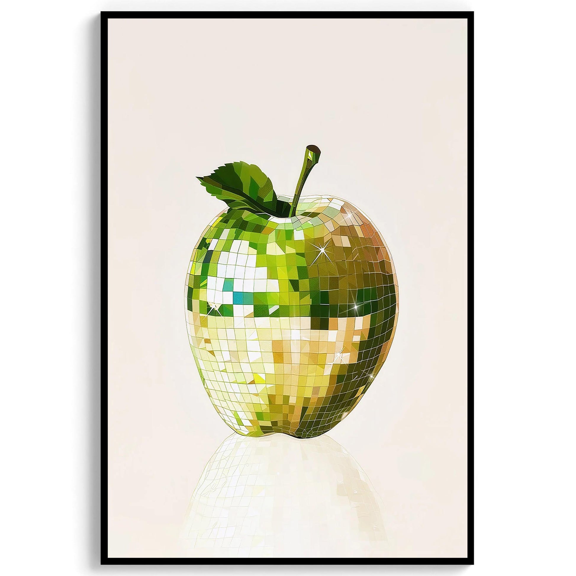 Disco Apple Art Print, Glam Kitchen Wall Decor