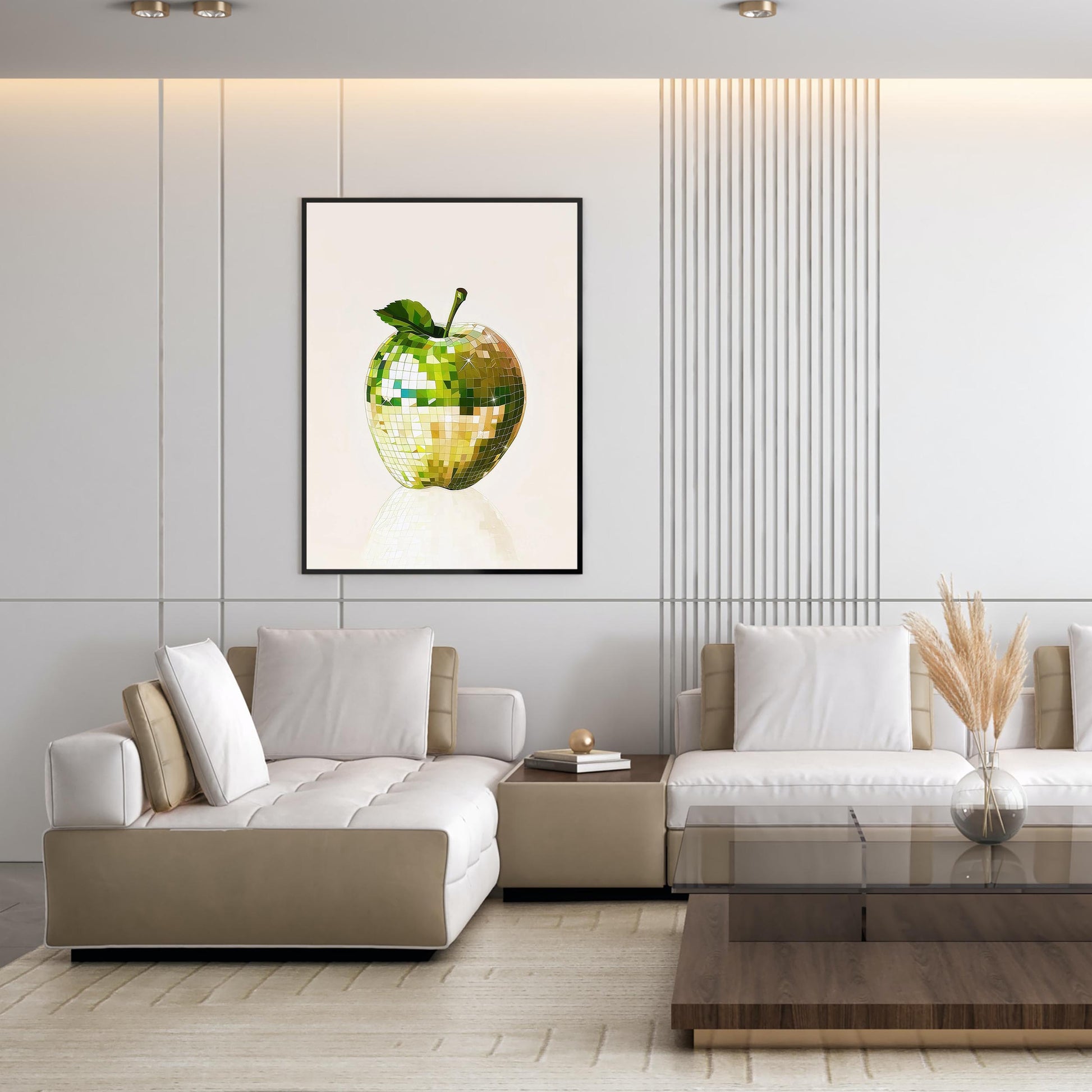 Disco Apple Art Print, Glam Kitchen Wall Decor